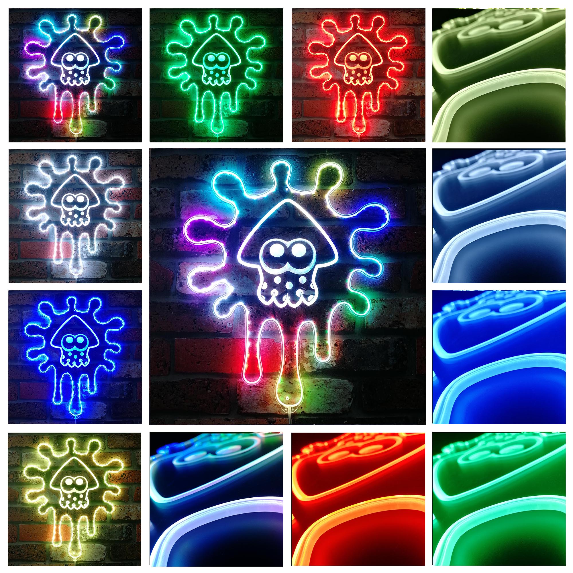 Splatoon Squid Cartoon Dynamic RGB Edge Lit LED Sign