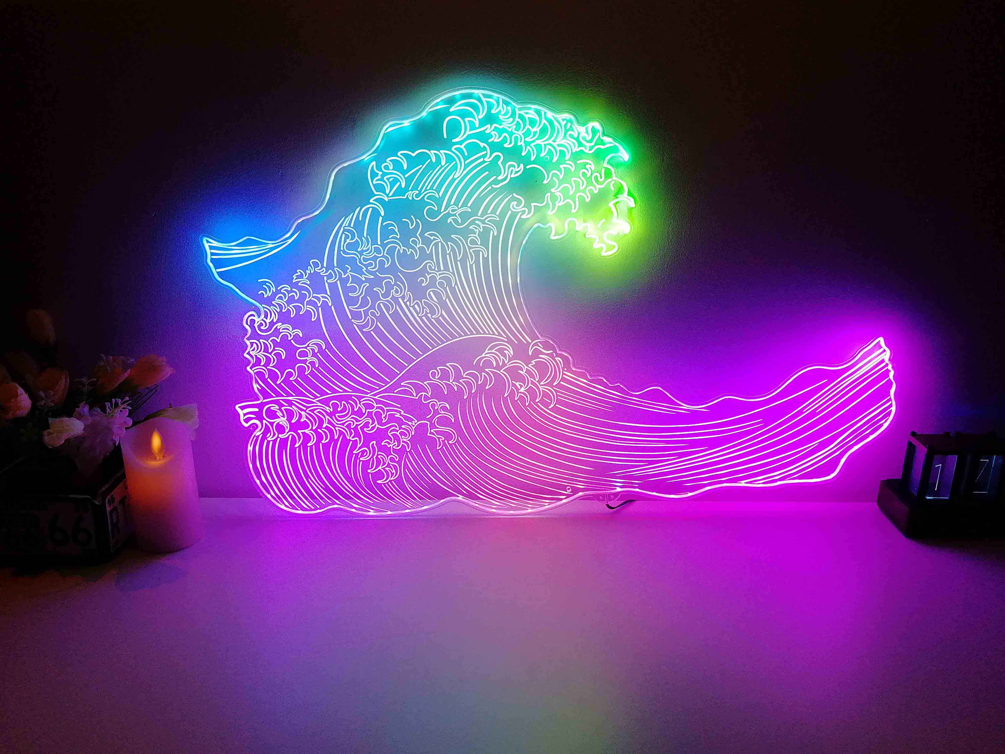 The Great Wave Off Kanagawa Neon RGB Edge Lit LED Sign