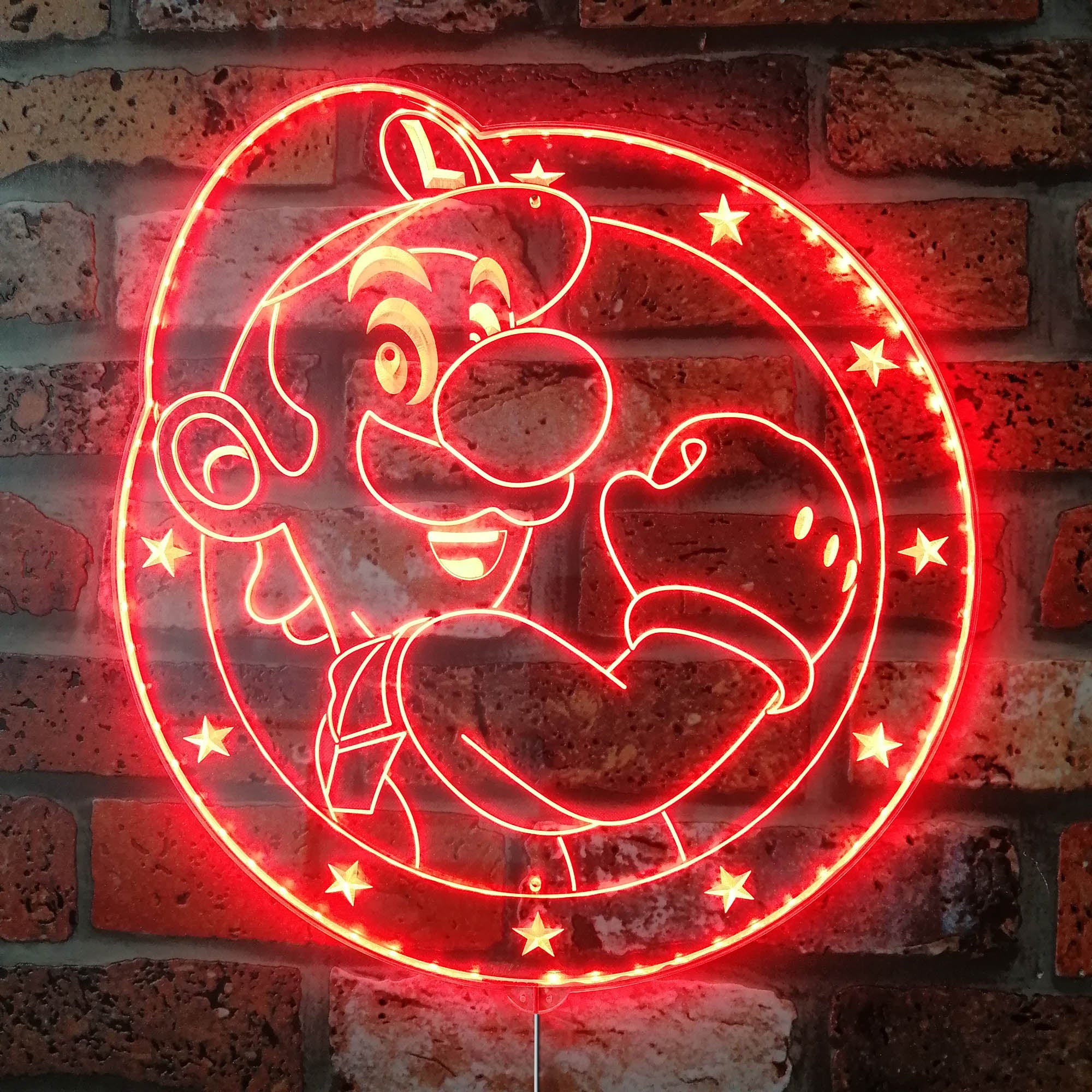 Super Mario Luigi Dynamic RGB Edge Lit LED Sign