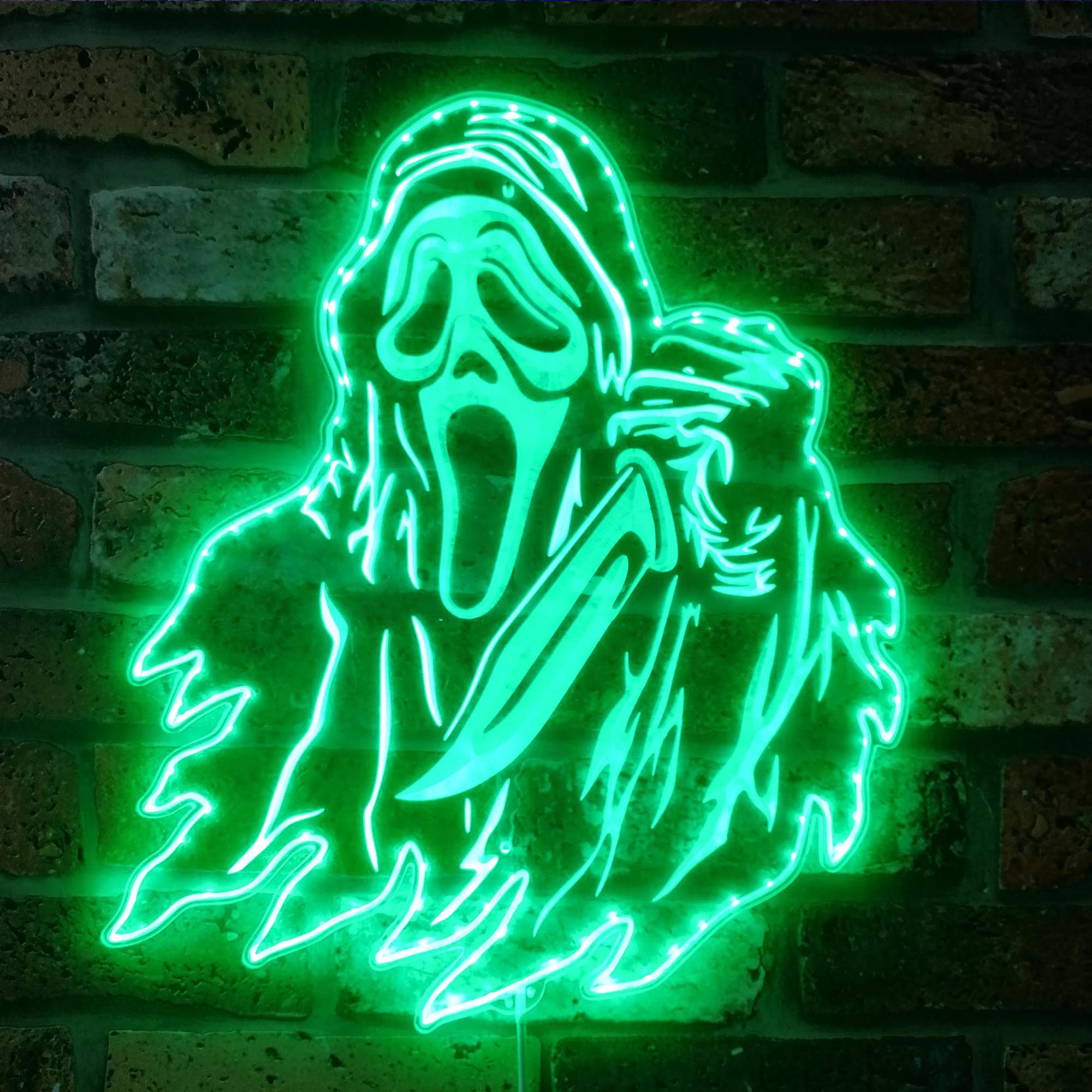 Ghostface Stab Scream Halloween RGB Edge Lit LED Sign