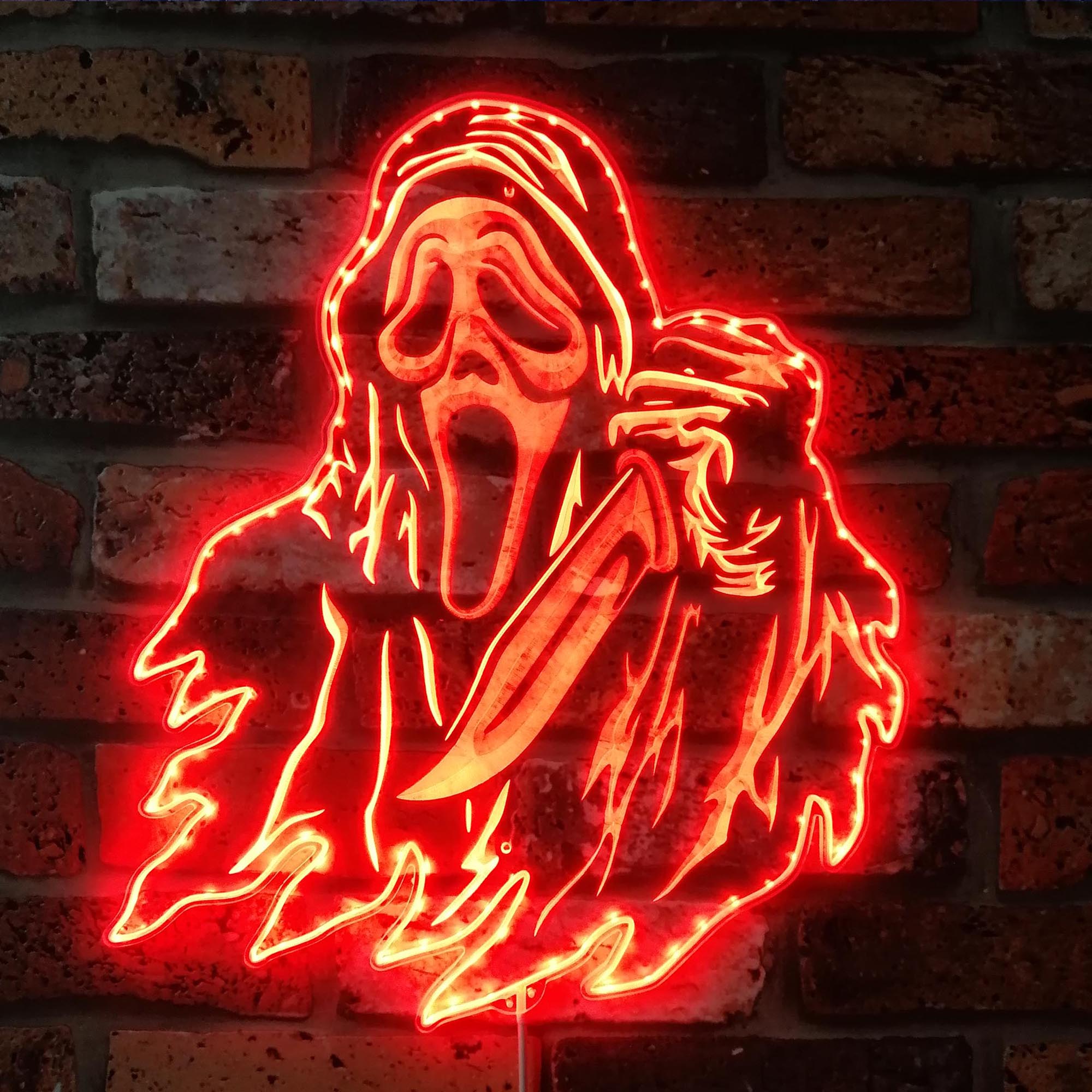 Ghostface Stab Scream Halloween RGB Edge Lit LED Sign