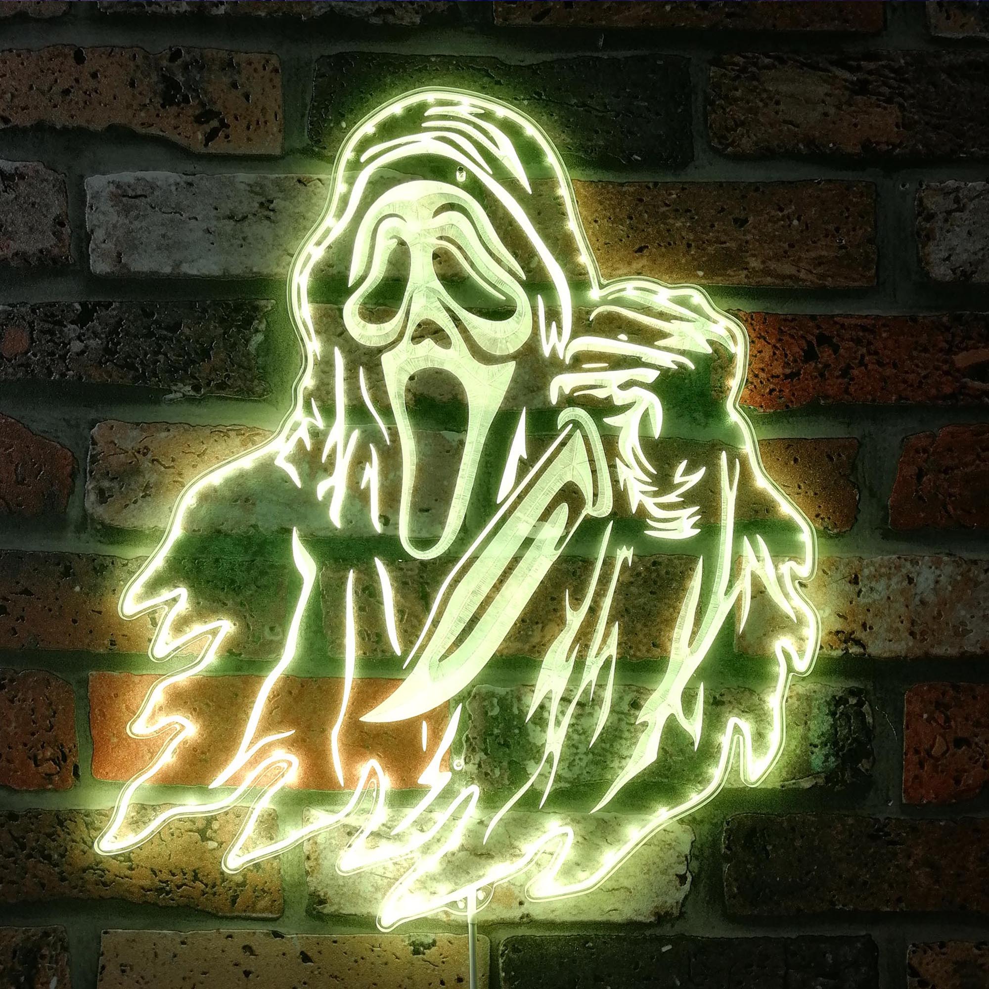 Ghostface Stab Scream Halloween RGB Edge Lit LED Sign