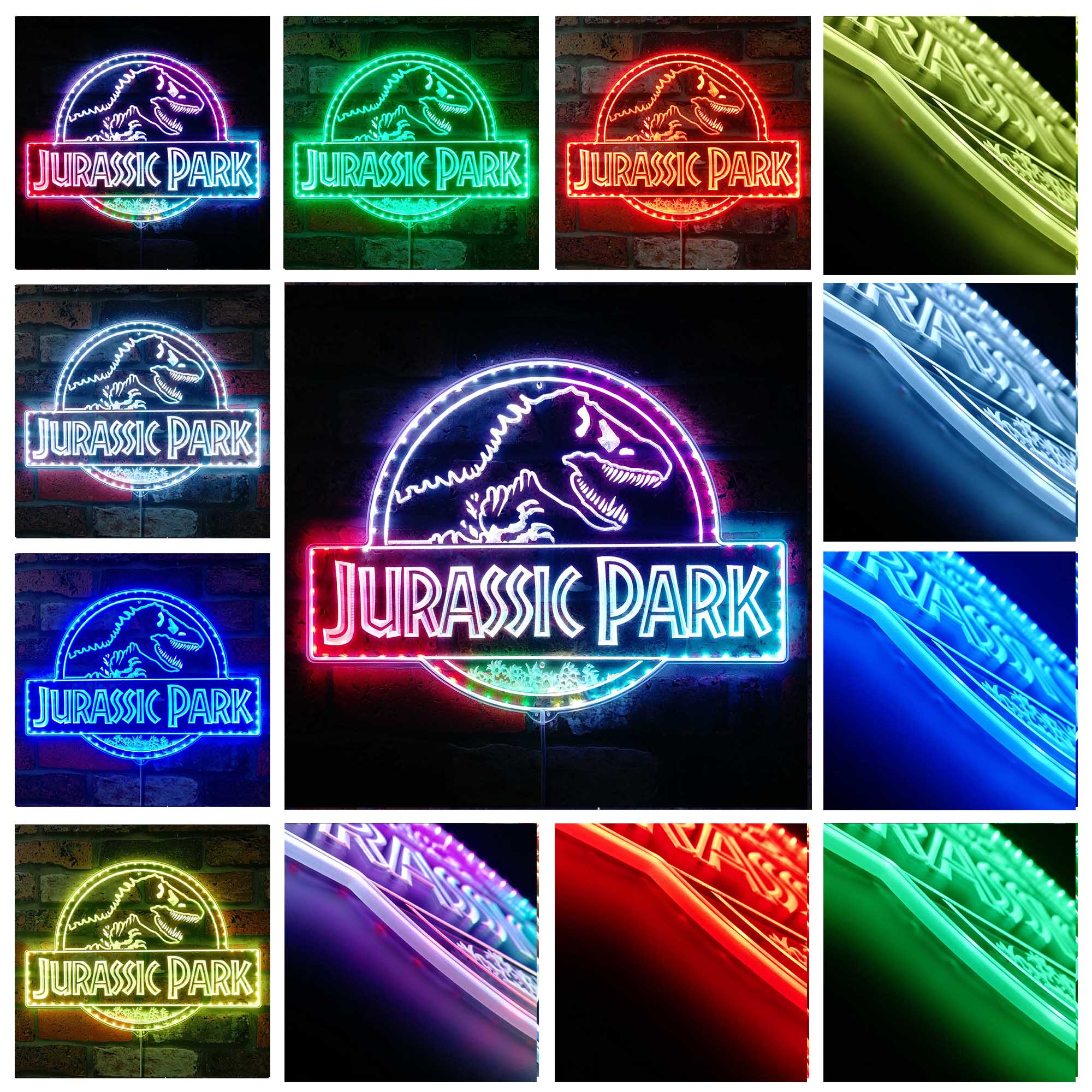 Personalized Jurassic Park Name Dynamic RGB Edge Lit LED Sign