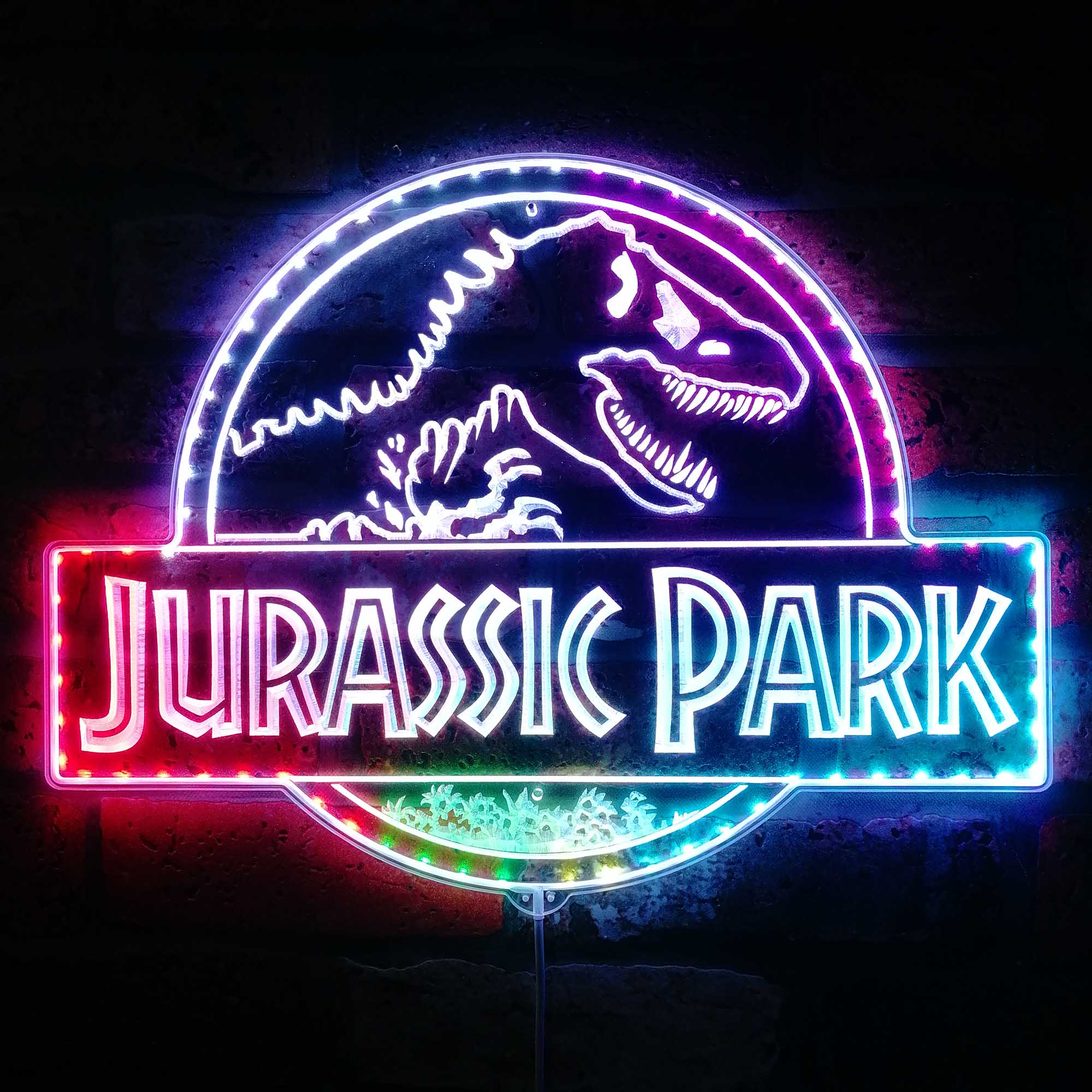 Personalized Jurrassic Park Name Dynamic RGB Edge Lit LED Sign