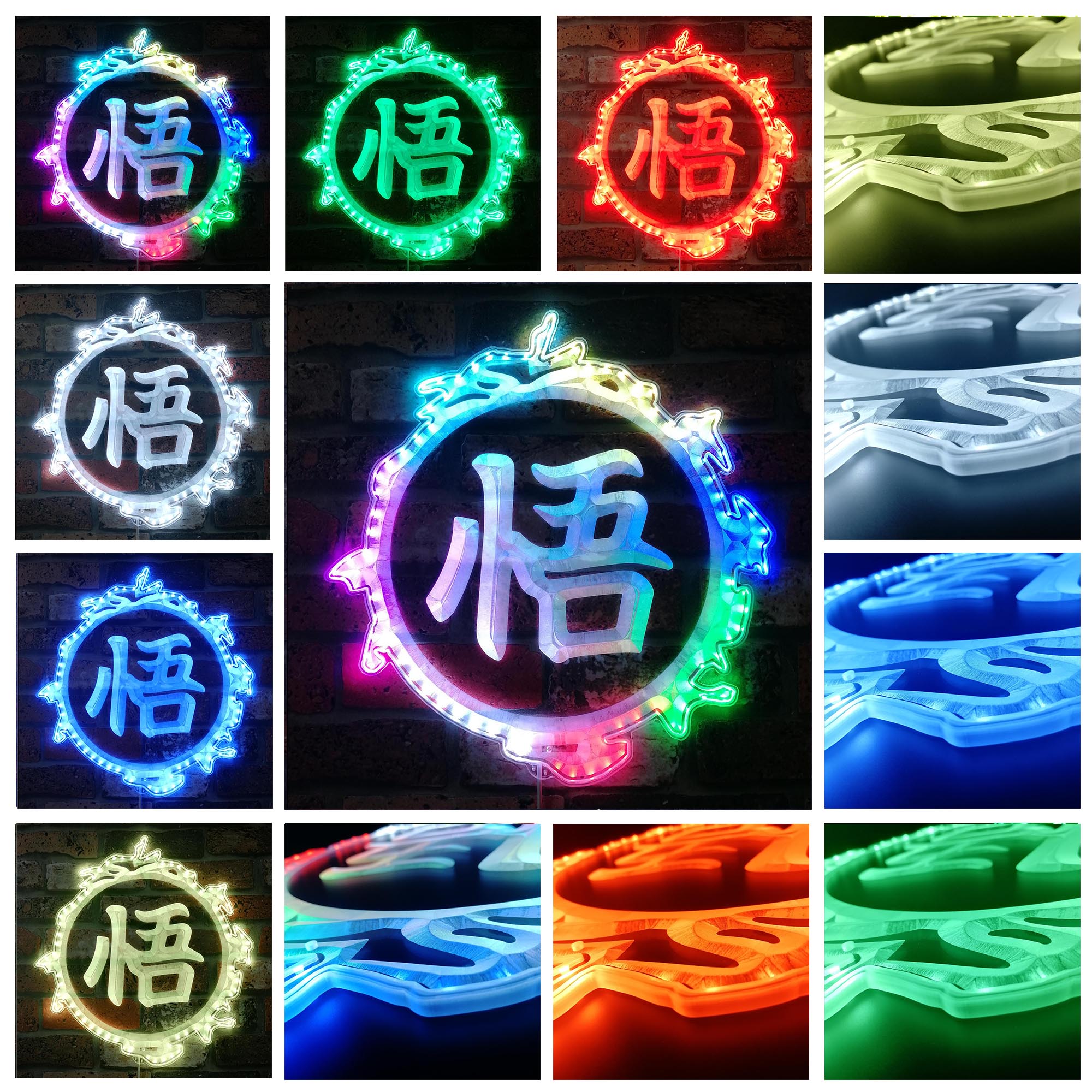 Dragonball Goku Japanese Anime Dynamic RGB Edge Lit LED Sign