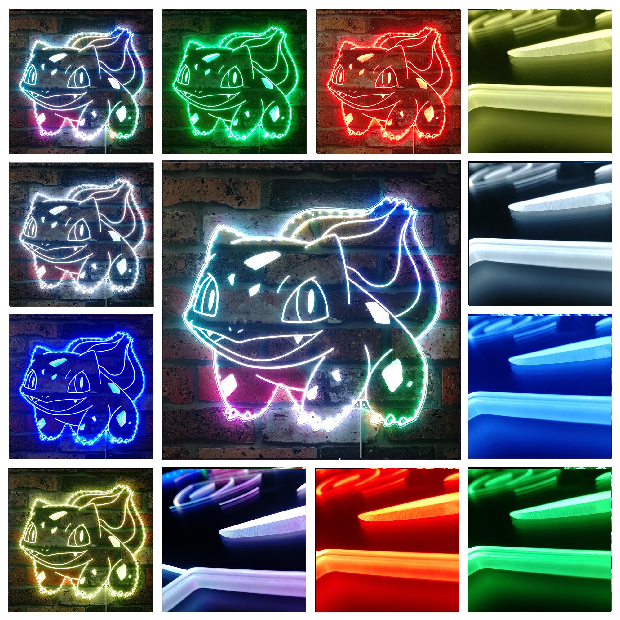 Bulbasaur Pokemon Dynamic RGB Edge Lit LED Sign