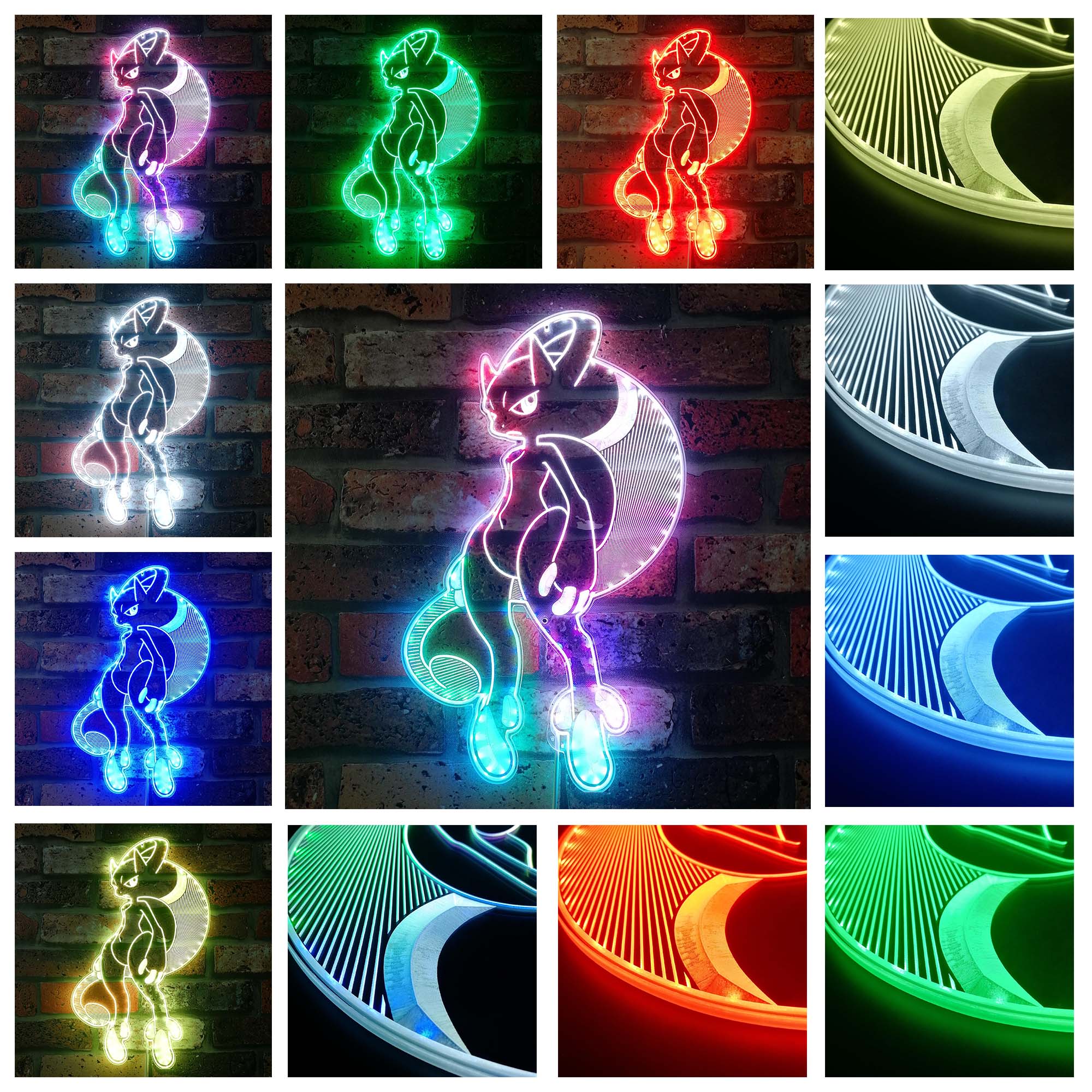 Mewtwo pokemon Dynamic RGB Edge Lit LED Sign | PROLEDSIGN