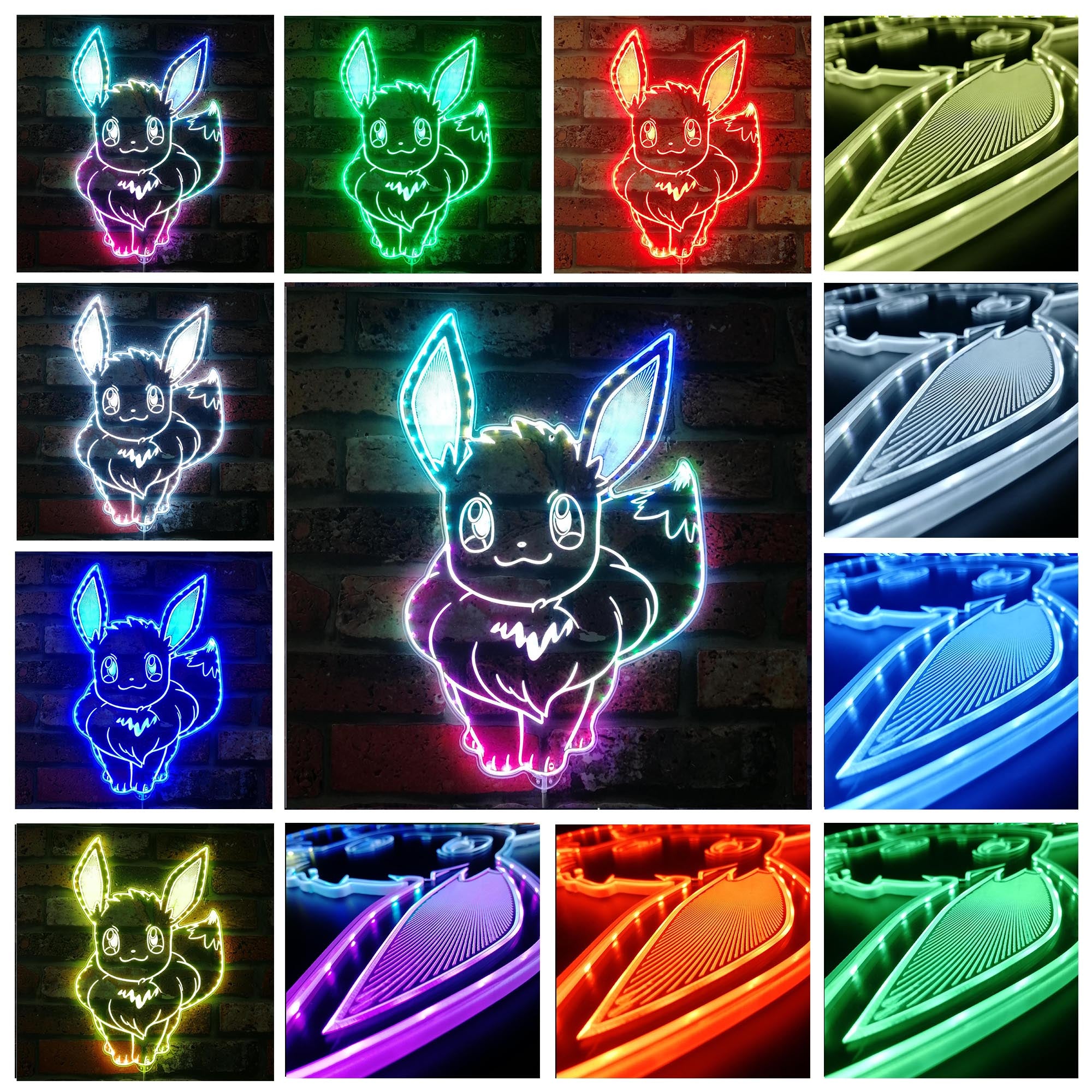 Eevee Pokemon Dynamic RGB Edge Lit LED Sign