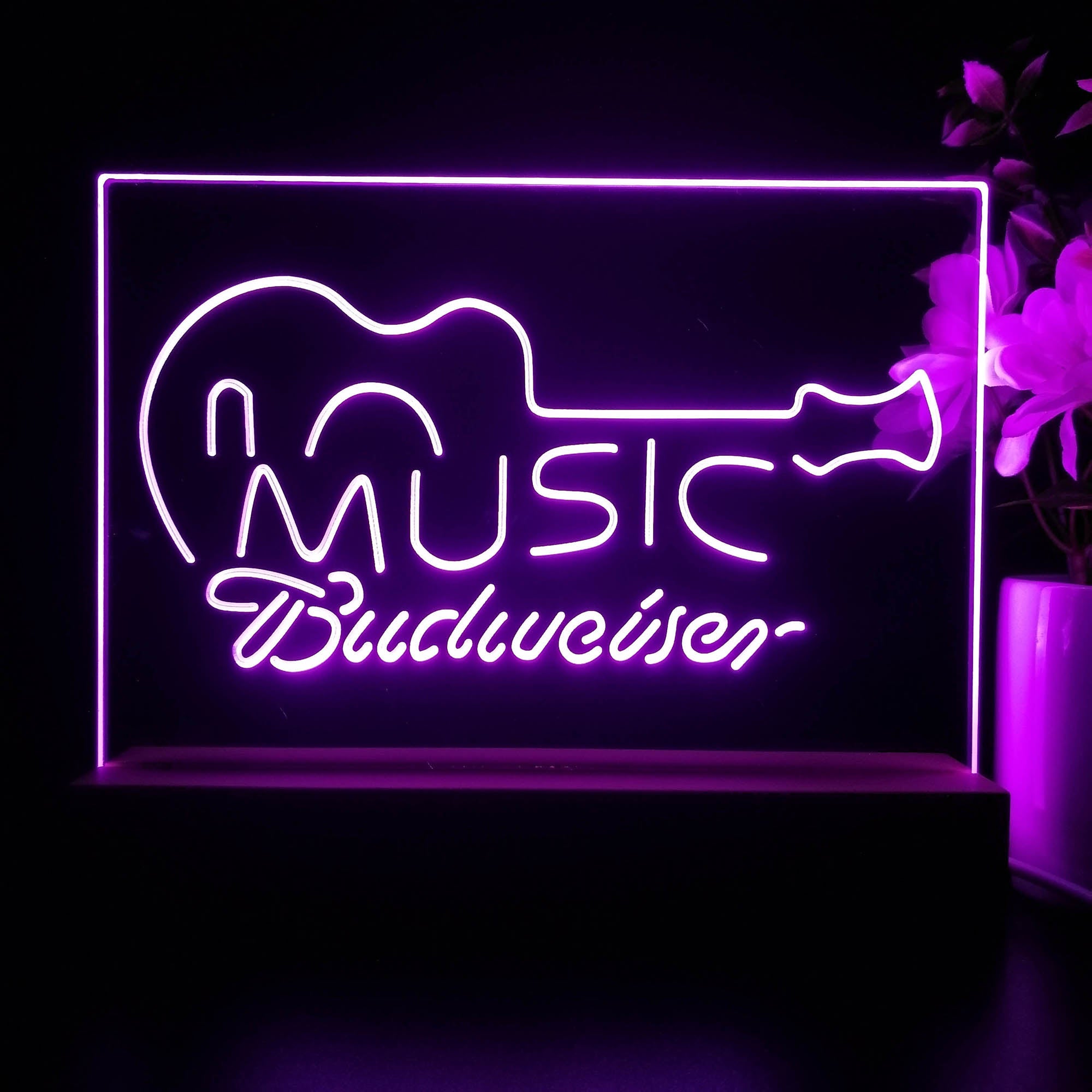 Budweiser Music Guitar Neon Sign Pub Bar Lamp