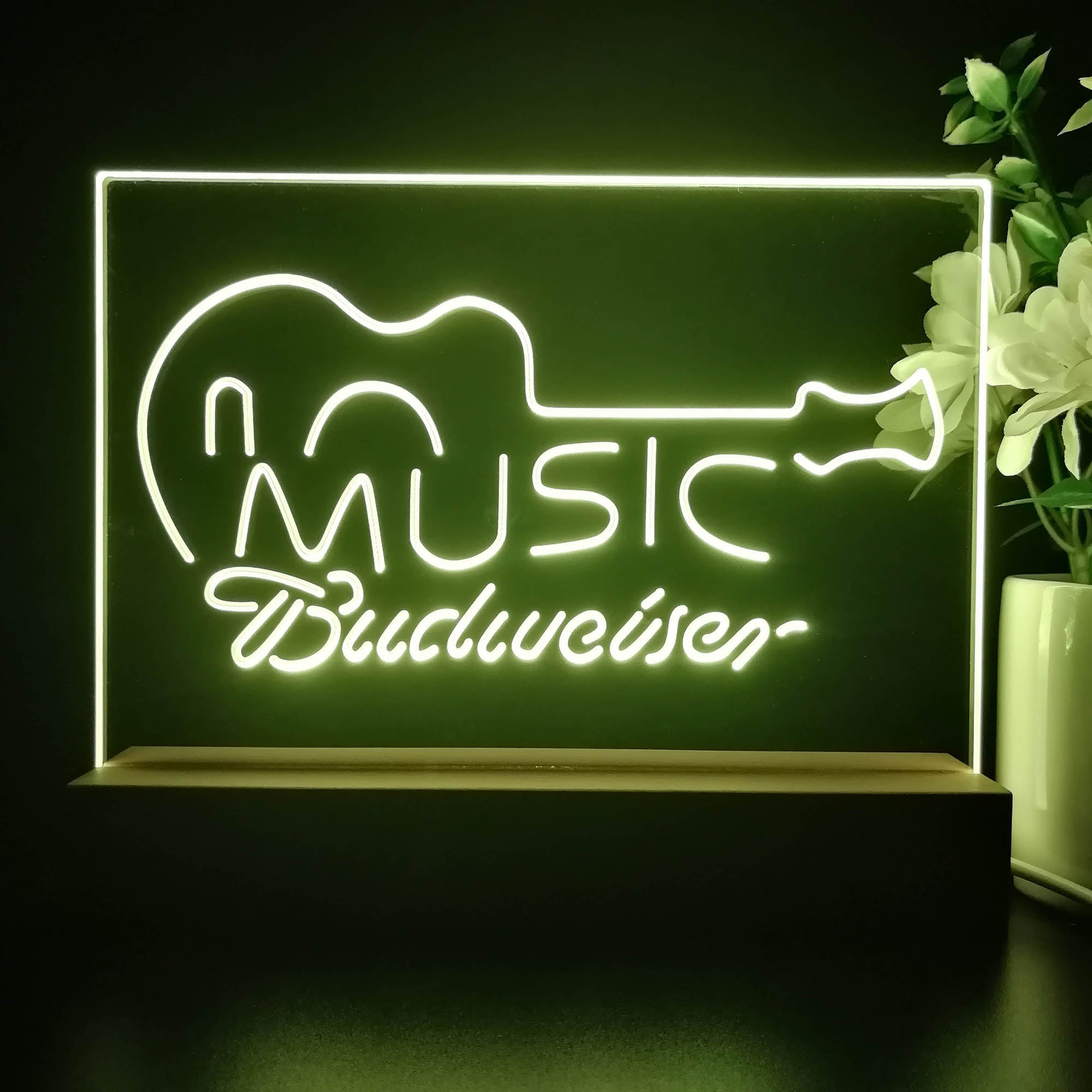 Budweiser Music Guitar Neon Sign Pub Bar Lamp