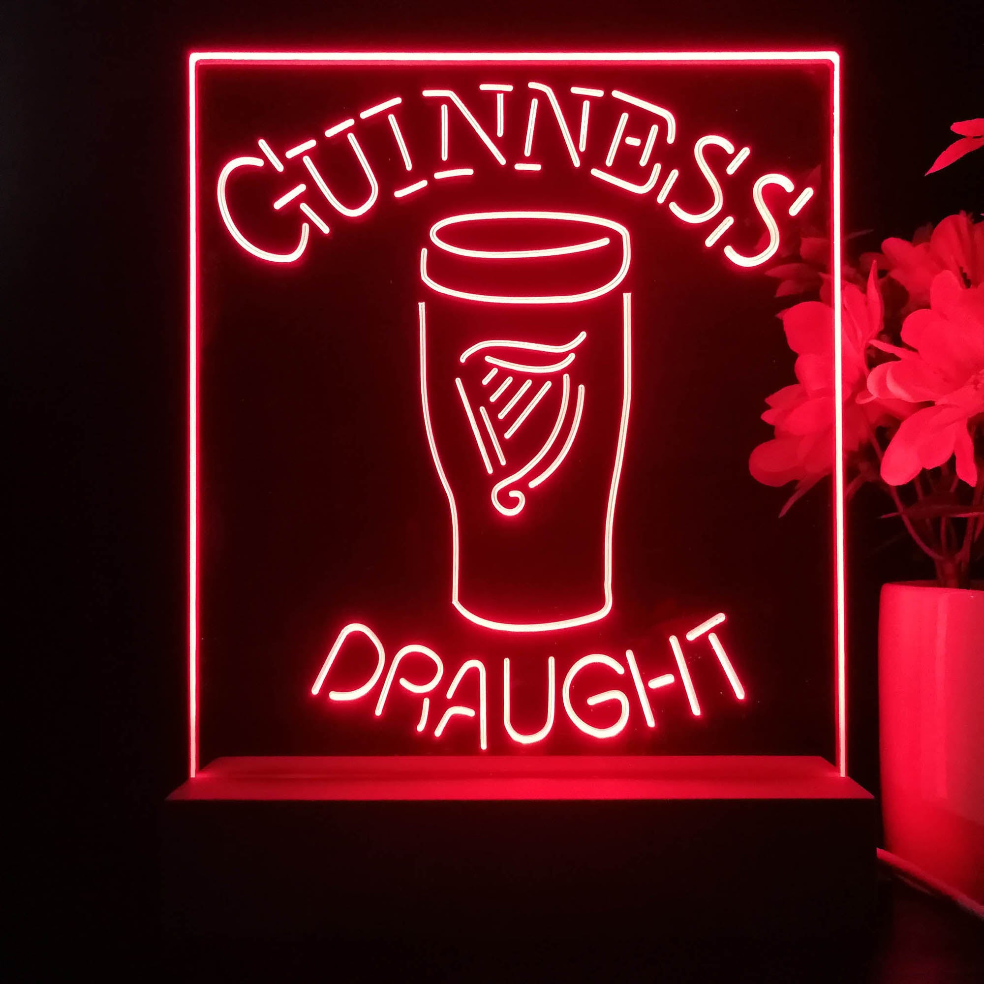 Guinness Draught Ale Beer Bar 3D Illusion Night Light Desk Lamp