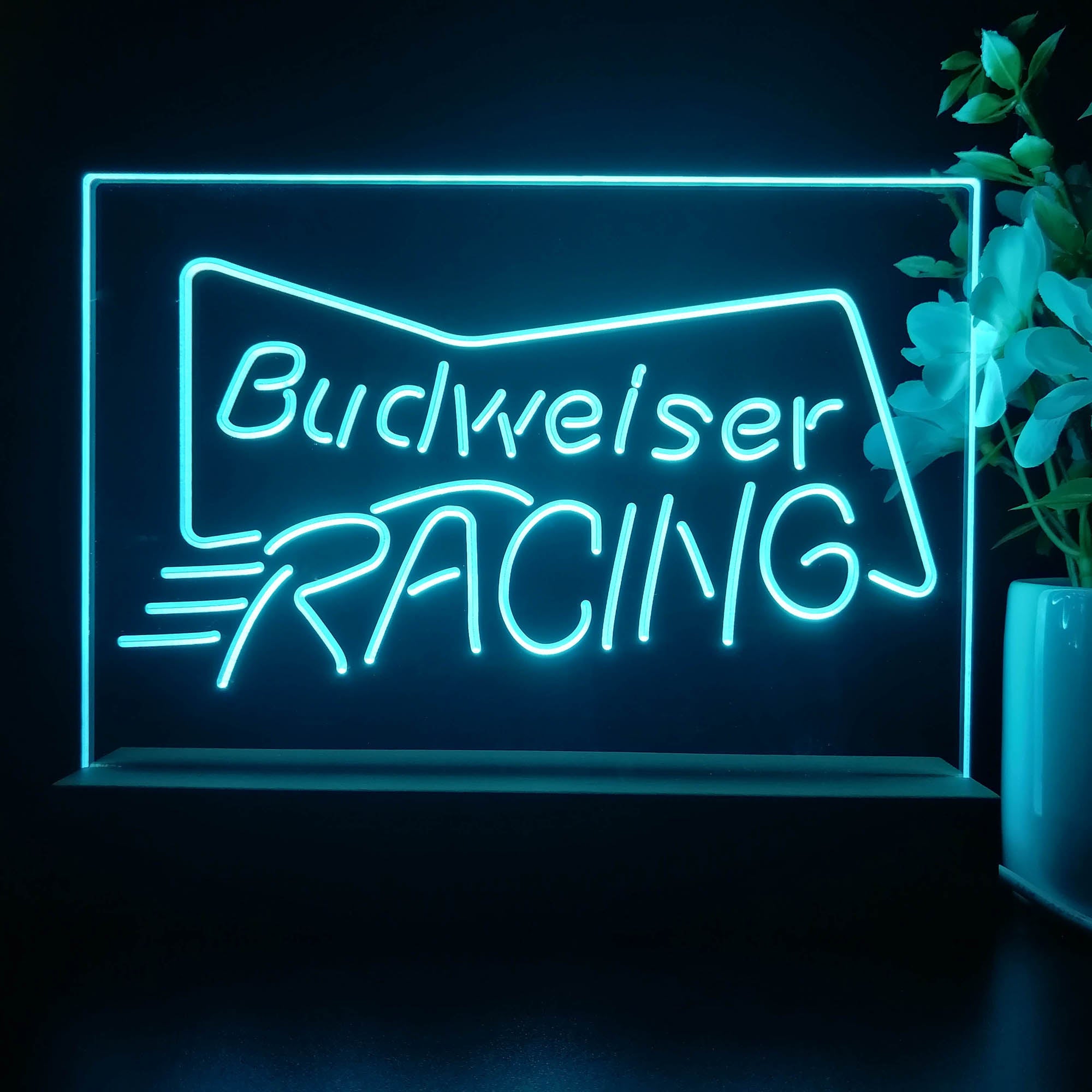 Budweiser Racing Car Neon Sign Pub Bar Lamp