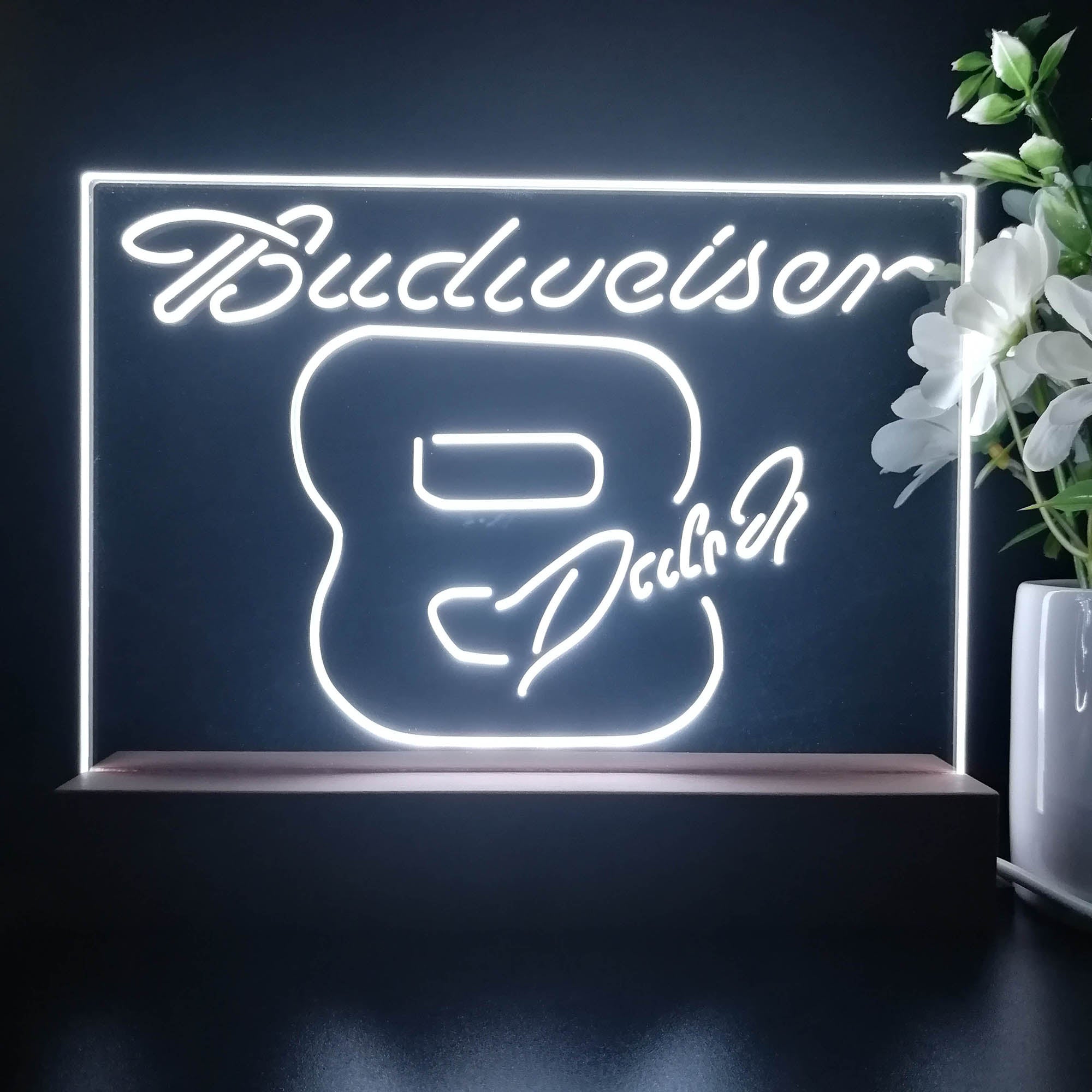 Budweiser Dale Jr. #8 Racing Car Neon Sign Pub Bar Lamp
