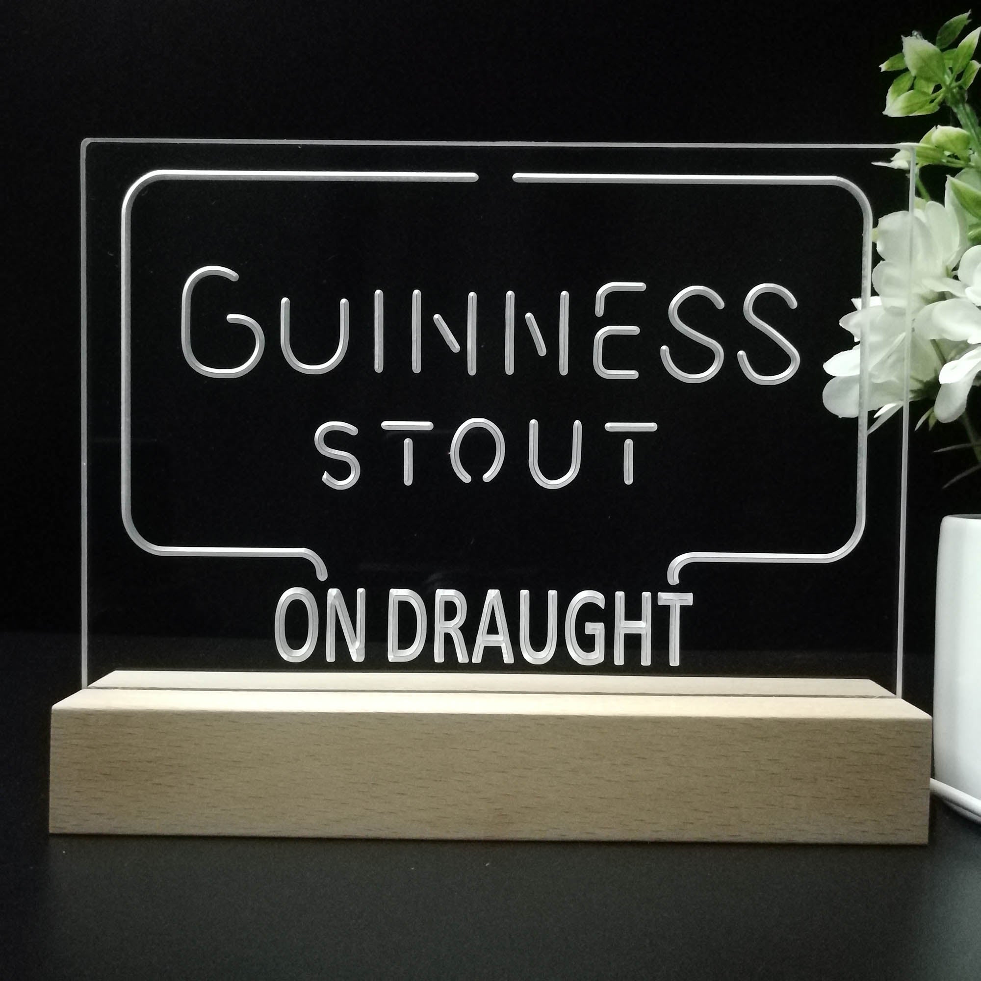 Guinness Dry Stout On Draught Neon Sign Pub Bar Lamp