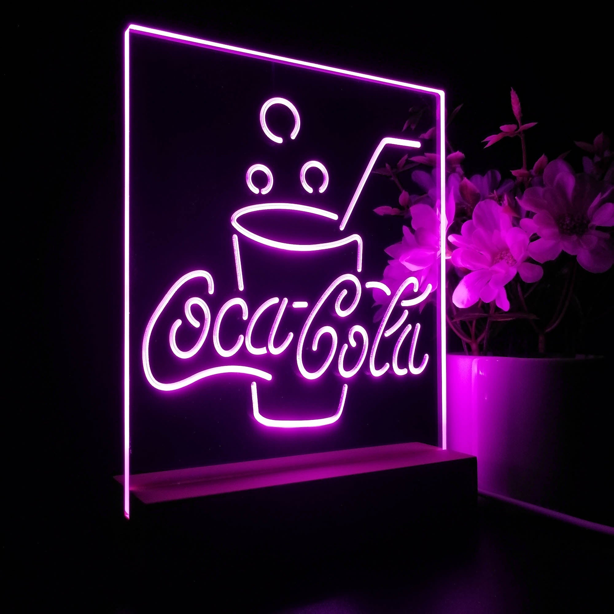 Coca Cola Cup Night Light Neon Pub Bar Lamp