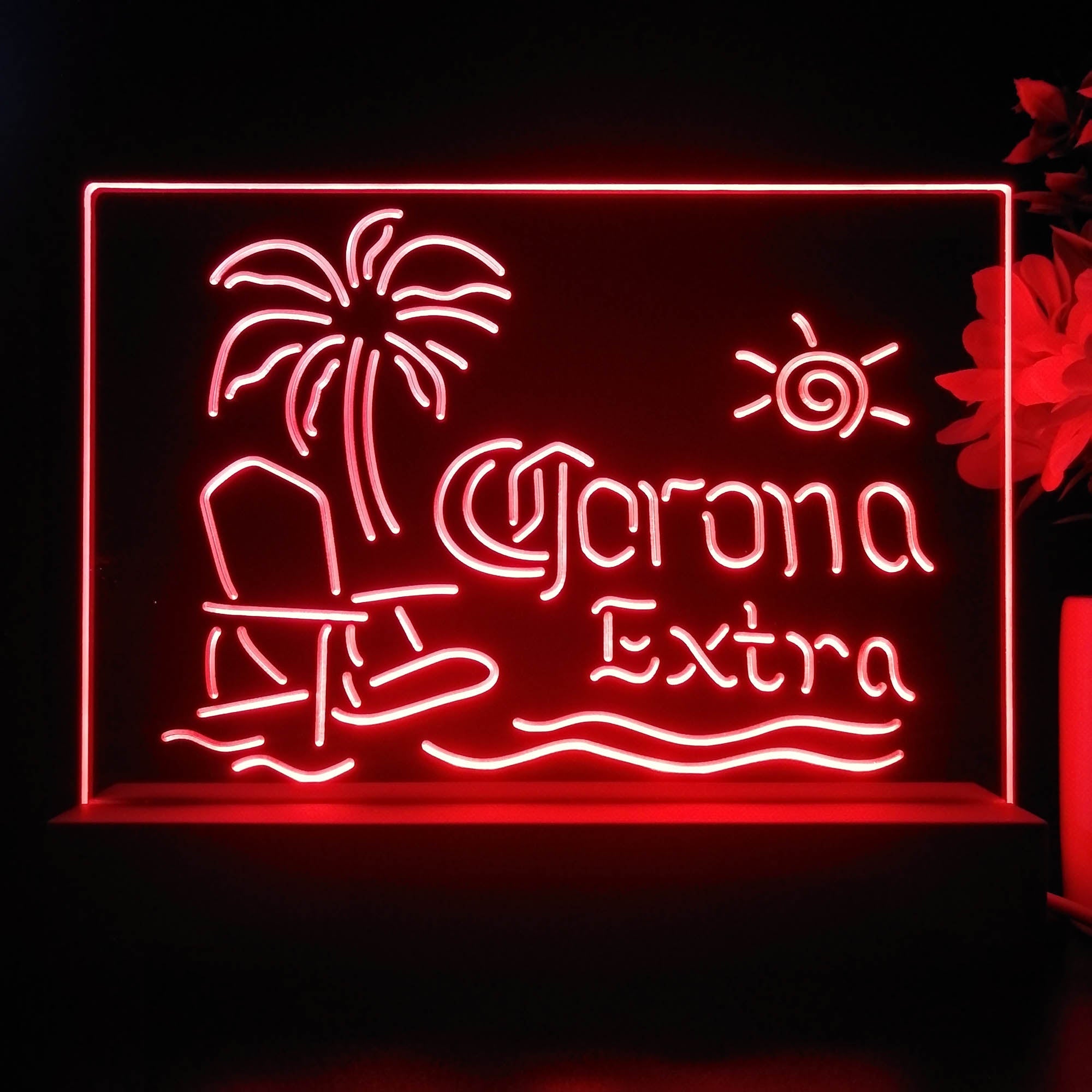 Corona Extra Palm Tree Beach Chair Neon Sign Pub Bar Lamp