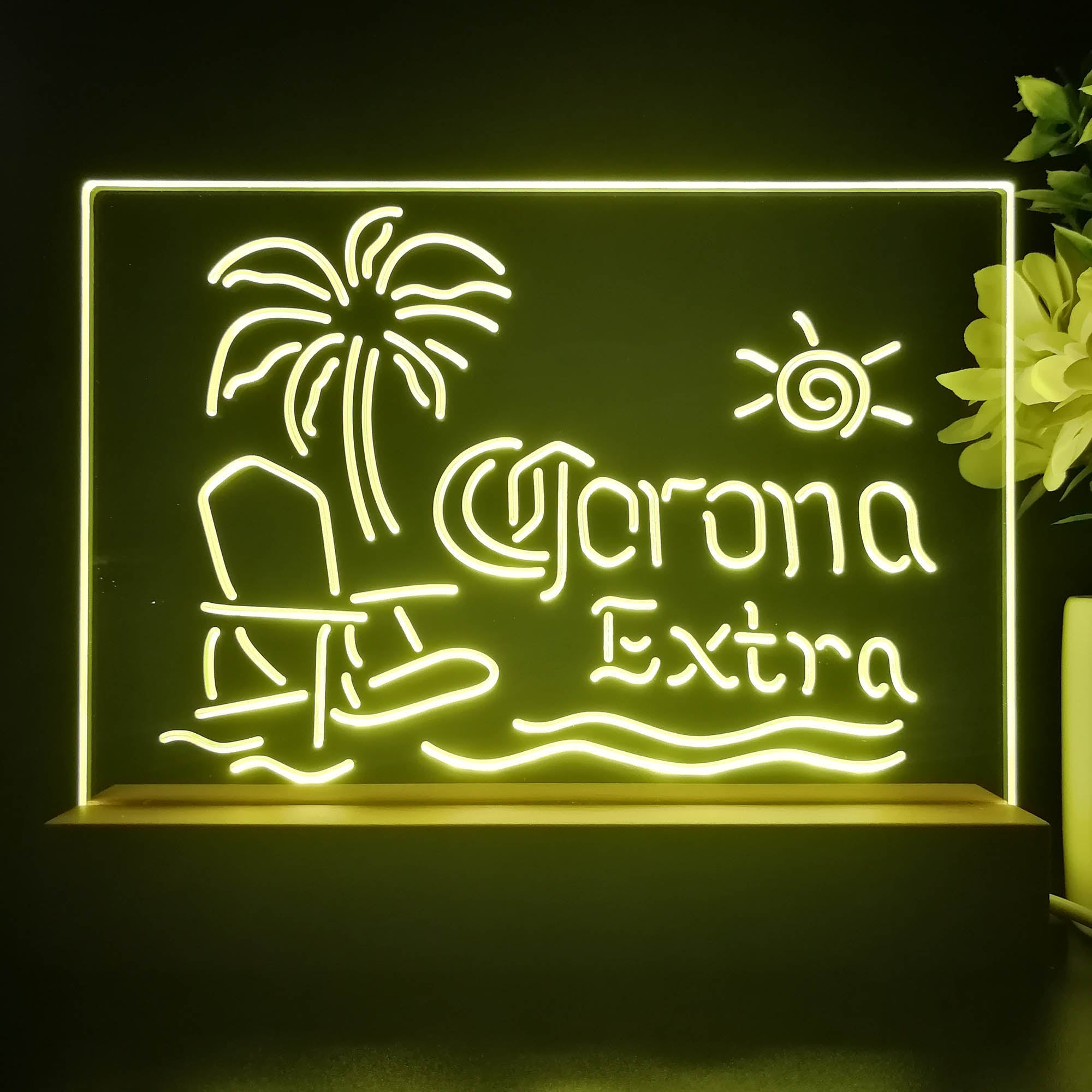 Corona Extra Palm Tree Beach Chair Neon Sign Pub Bar Lamp