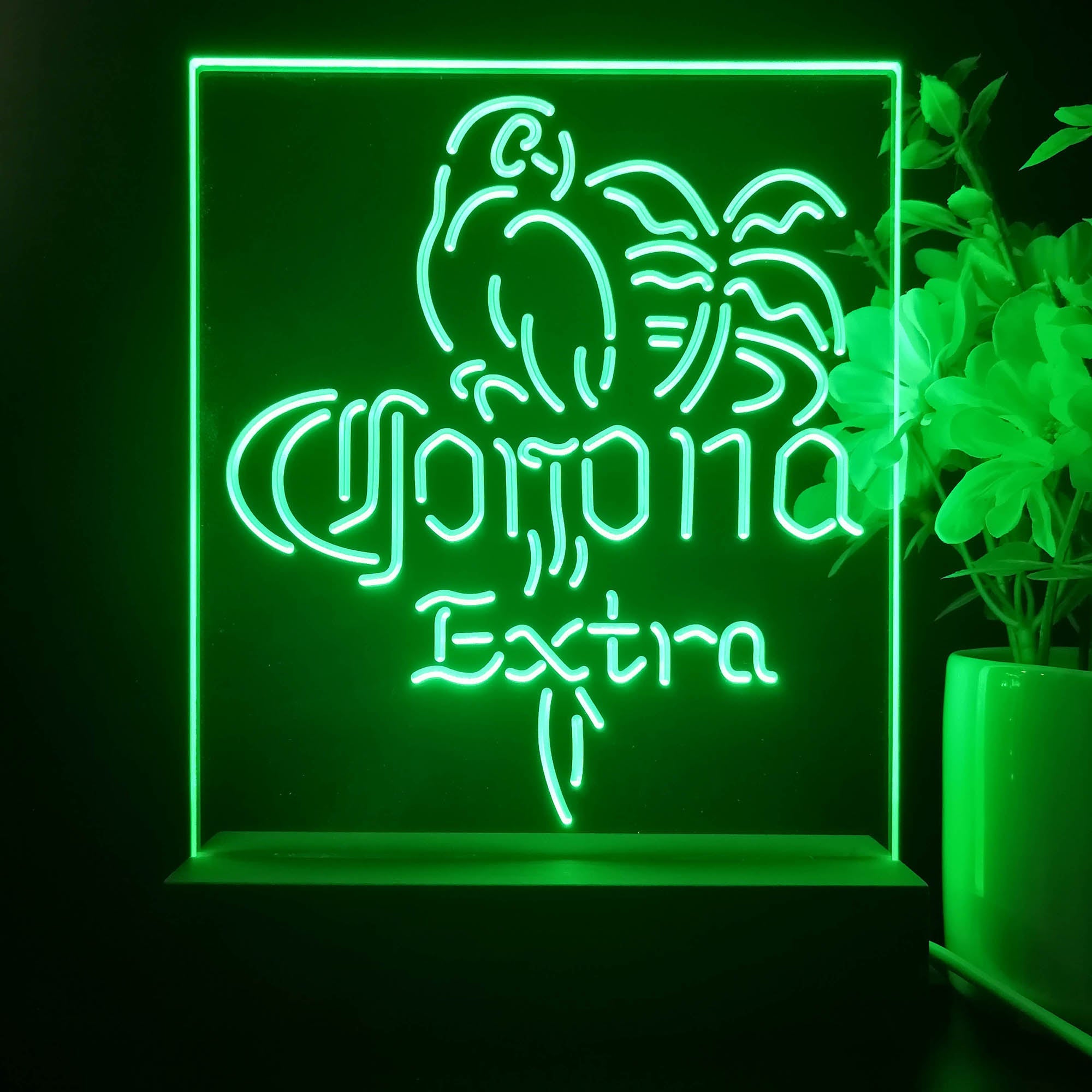 Corona Extra Parrot Palm Tree Neon Pub Bar Lamp