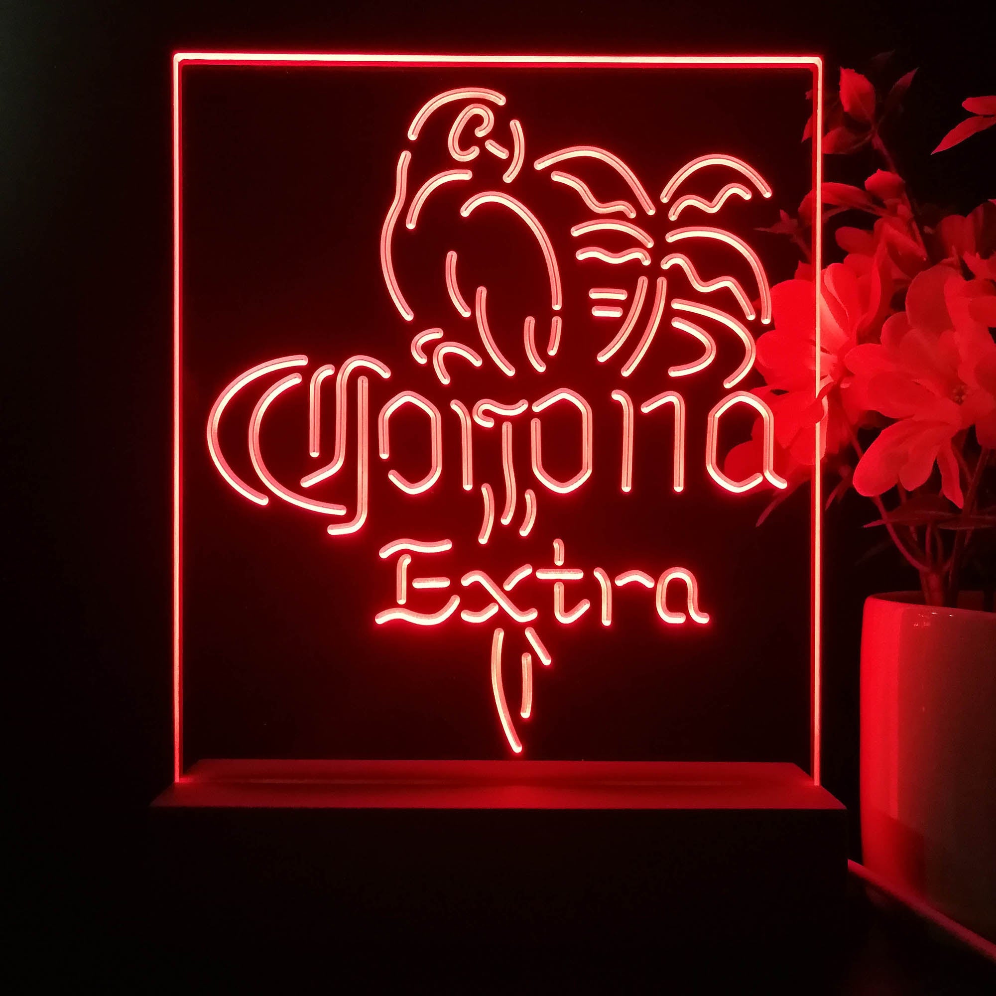 Corona Extra Parrot Palm Tree Neon Pub Bar Lamp
