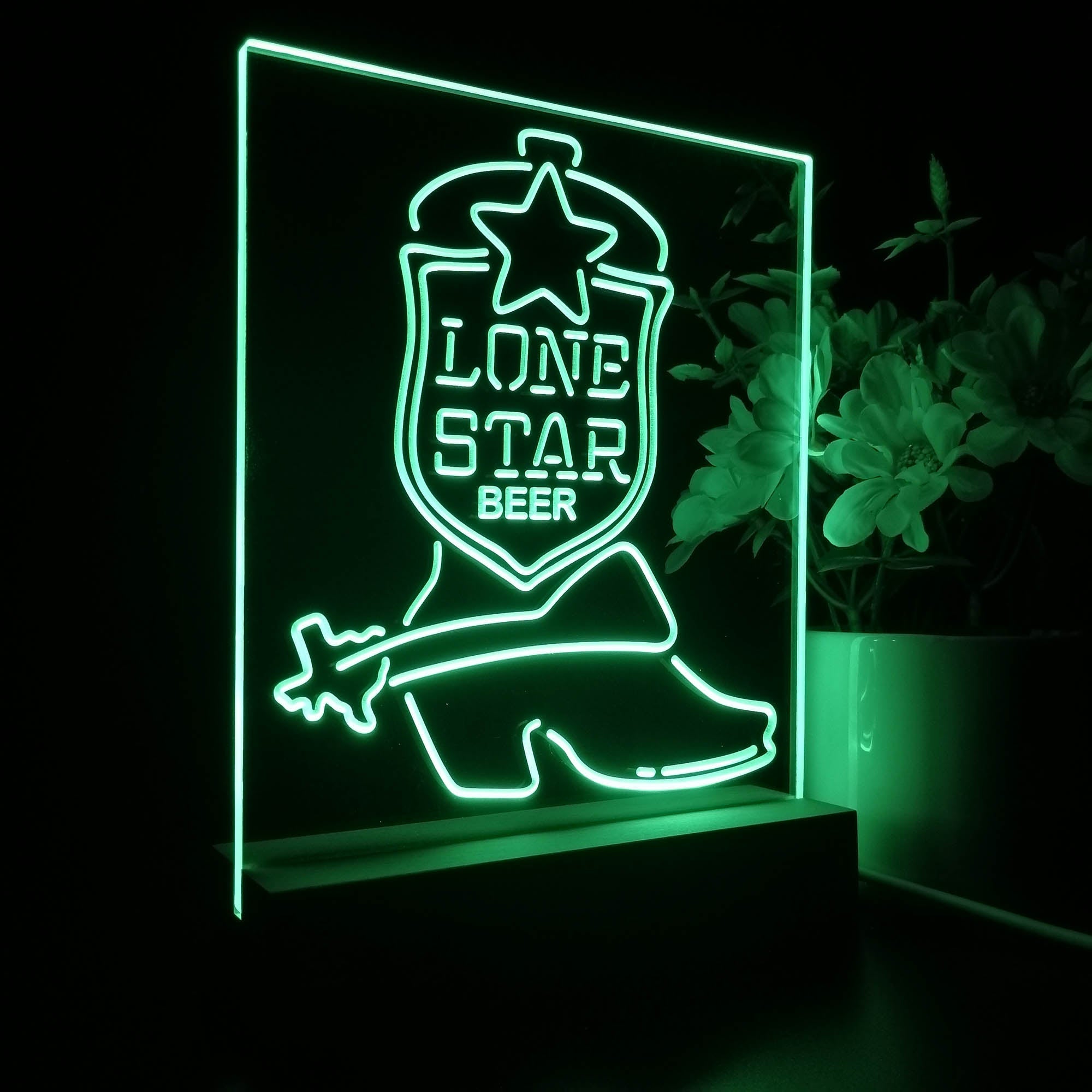 Lone Star Boot Beer Night Light Neon Pub Bar Lamp