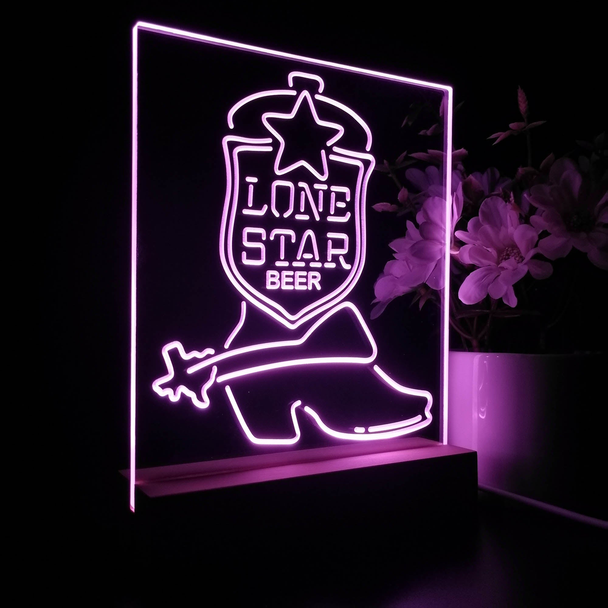 Lone Star Boot Beer Night Light Neon Pub Bar Lamp