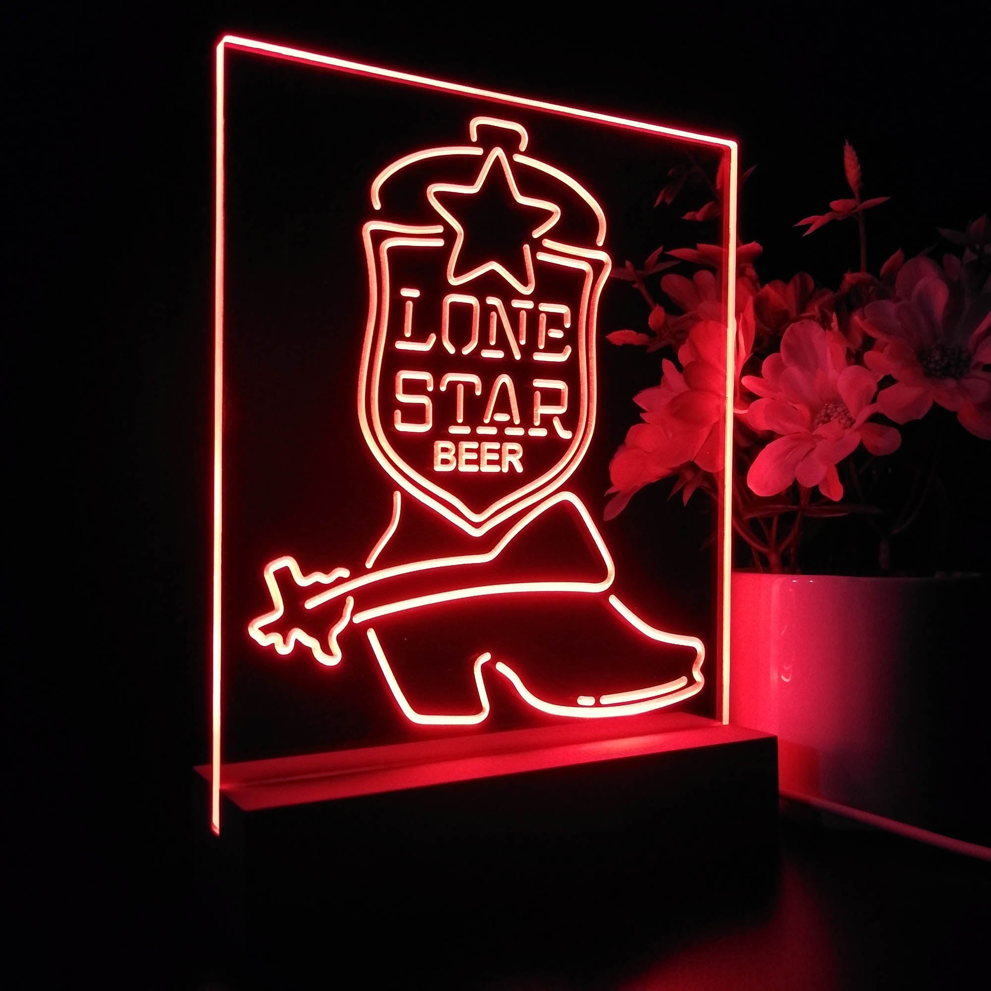 Lone Star Boot Beer Night Light Neon Pub Bar Lamp