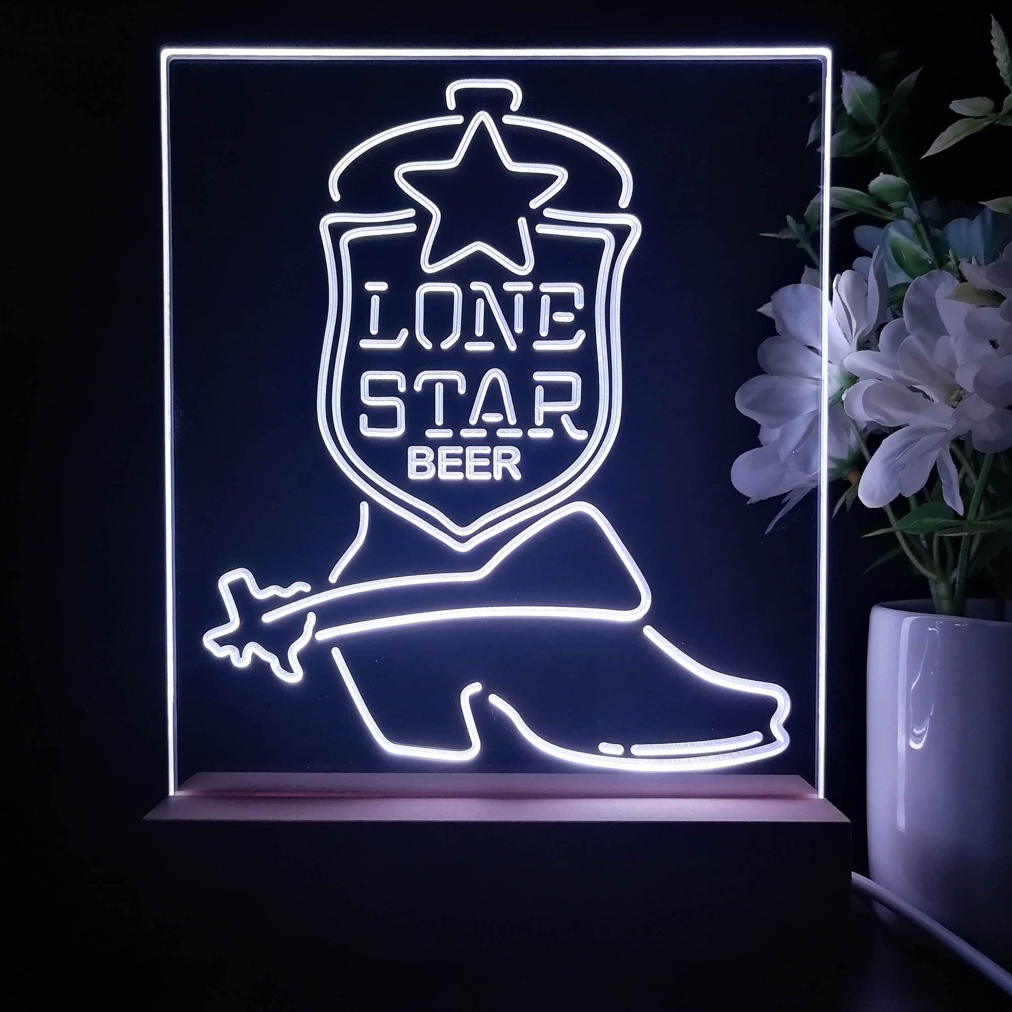 Lone Star Boot Beer Night Light Neon Pub Bar Lamp