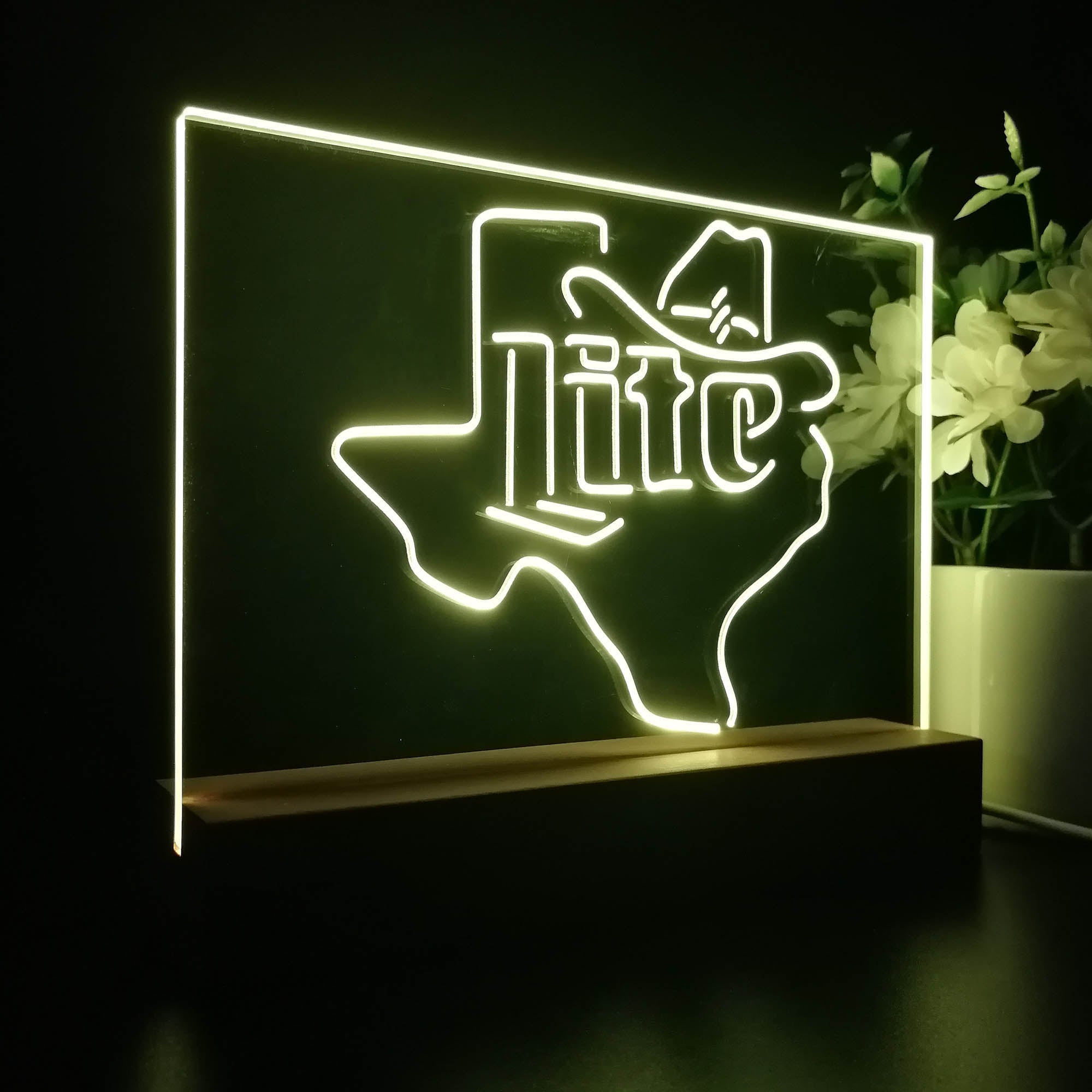 Miller Lite Cowboys Hat Texas Neon Sign Pub Bar Lamp