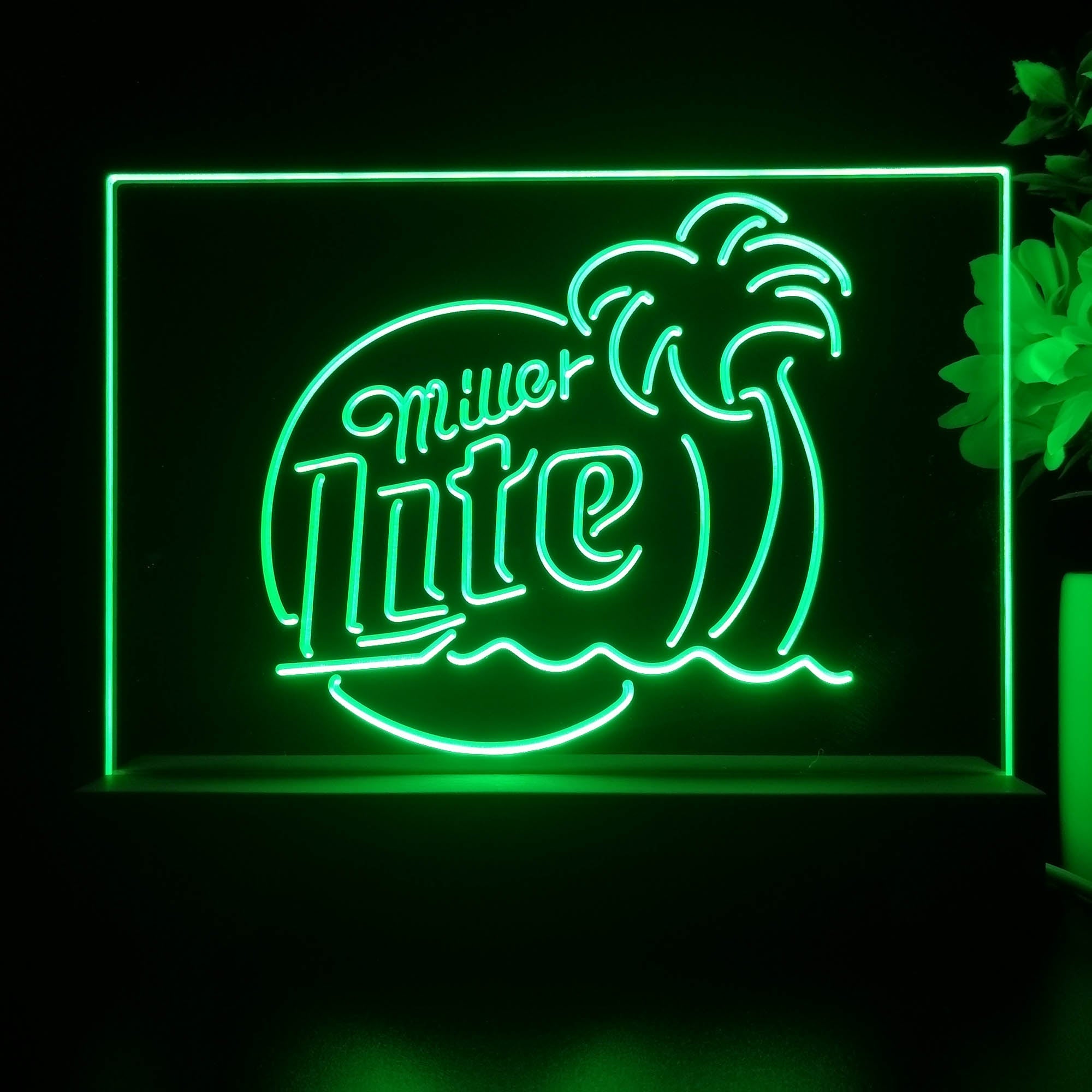 Miller Lite Palm Tree Beer Bar Neon Sign Pub Bar Lamp