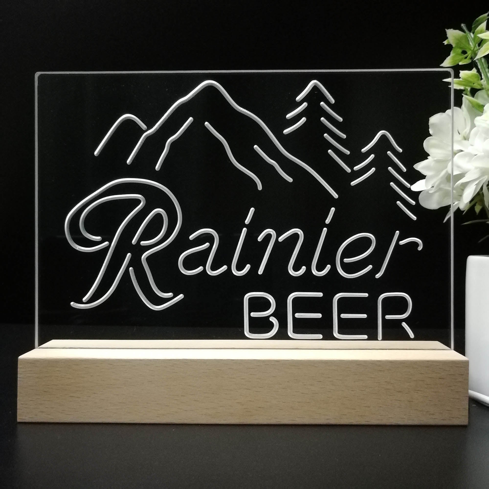 Rainier Beer Club Mountain Neon Sign Pub Bar Lamp
