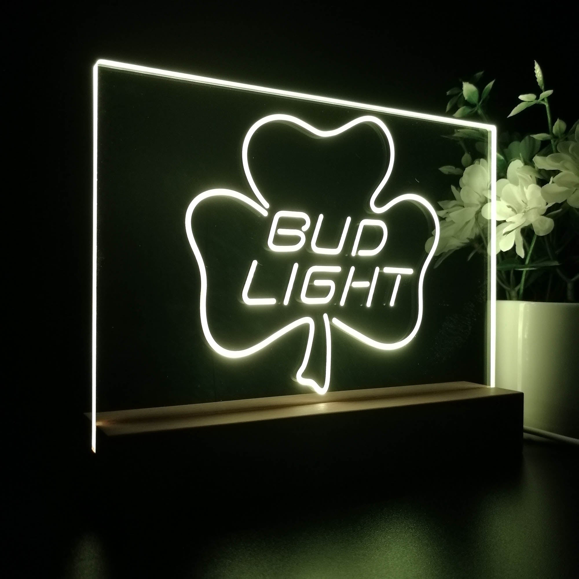 Bud Light Shamrock Beer Neon Sign Pub Bar Lamp