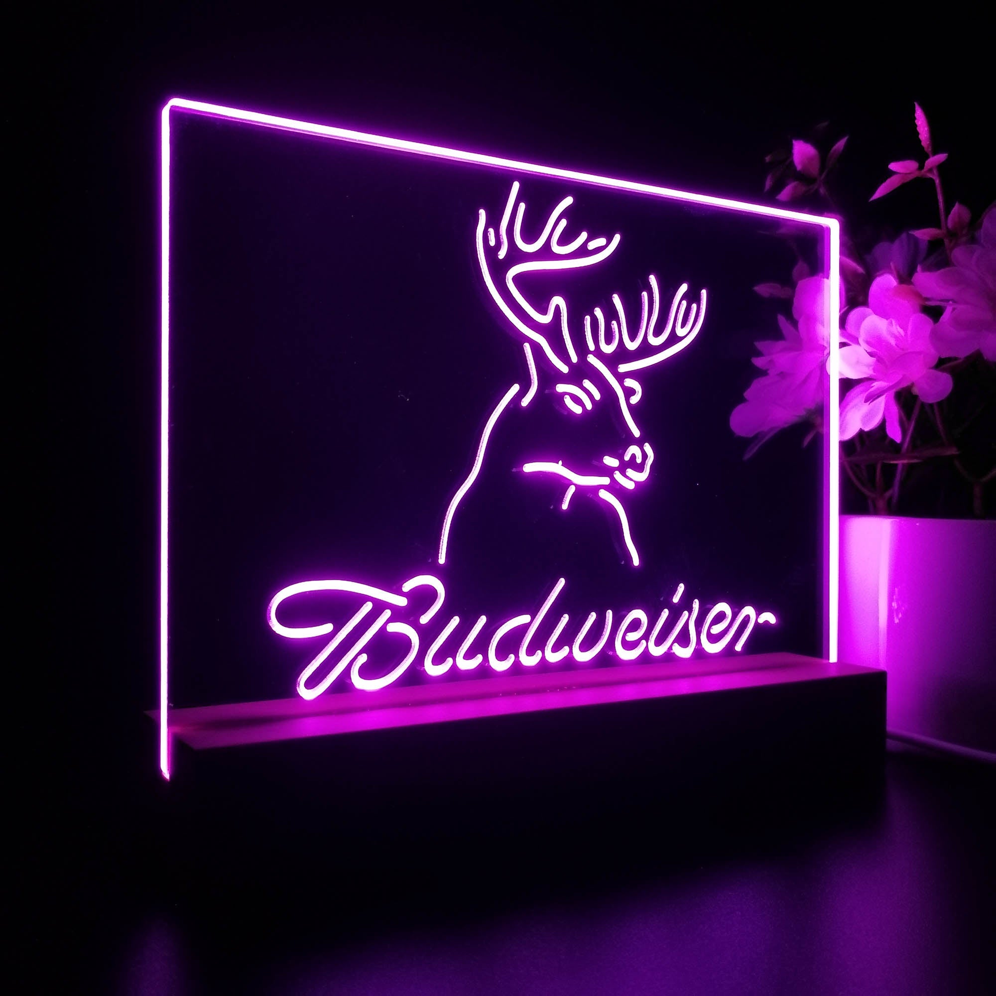 Budweiser Deer Hurt Beer Neon Sign Pub Bar Lamp