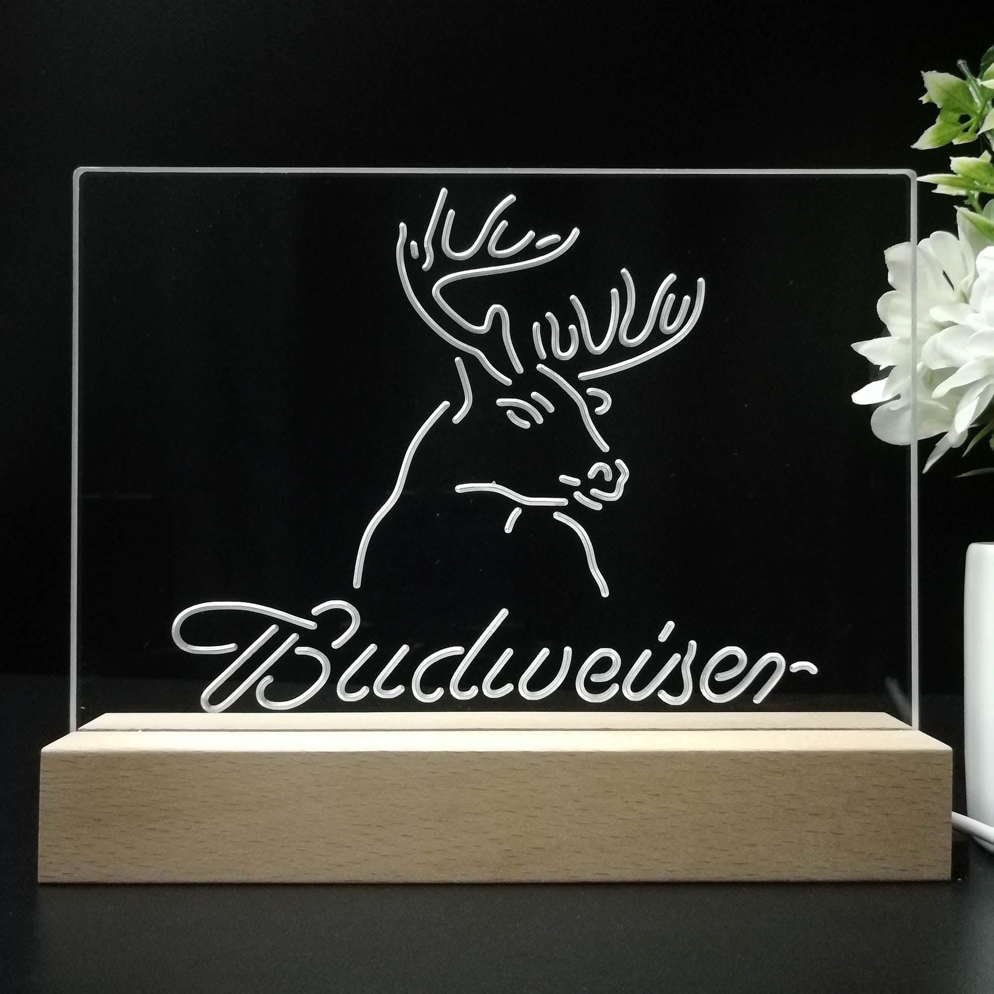 Budweiser Deer Hurt Beer Neon Sign Pub Bar Lamp