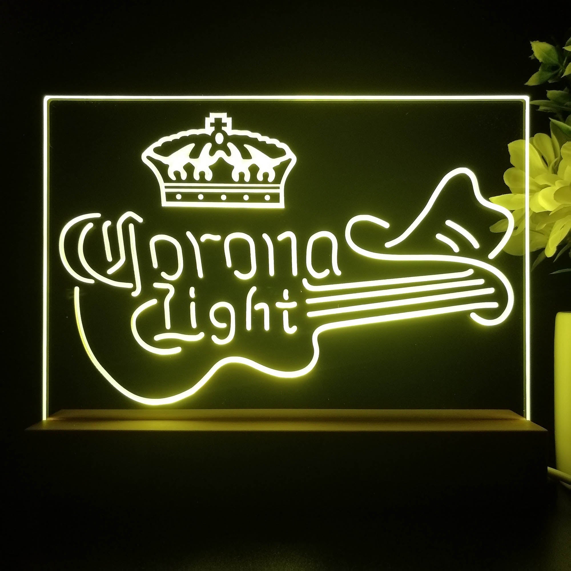 Corona Light Guitar Cowboy Hat Neon Sign Pub Bar Lamp