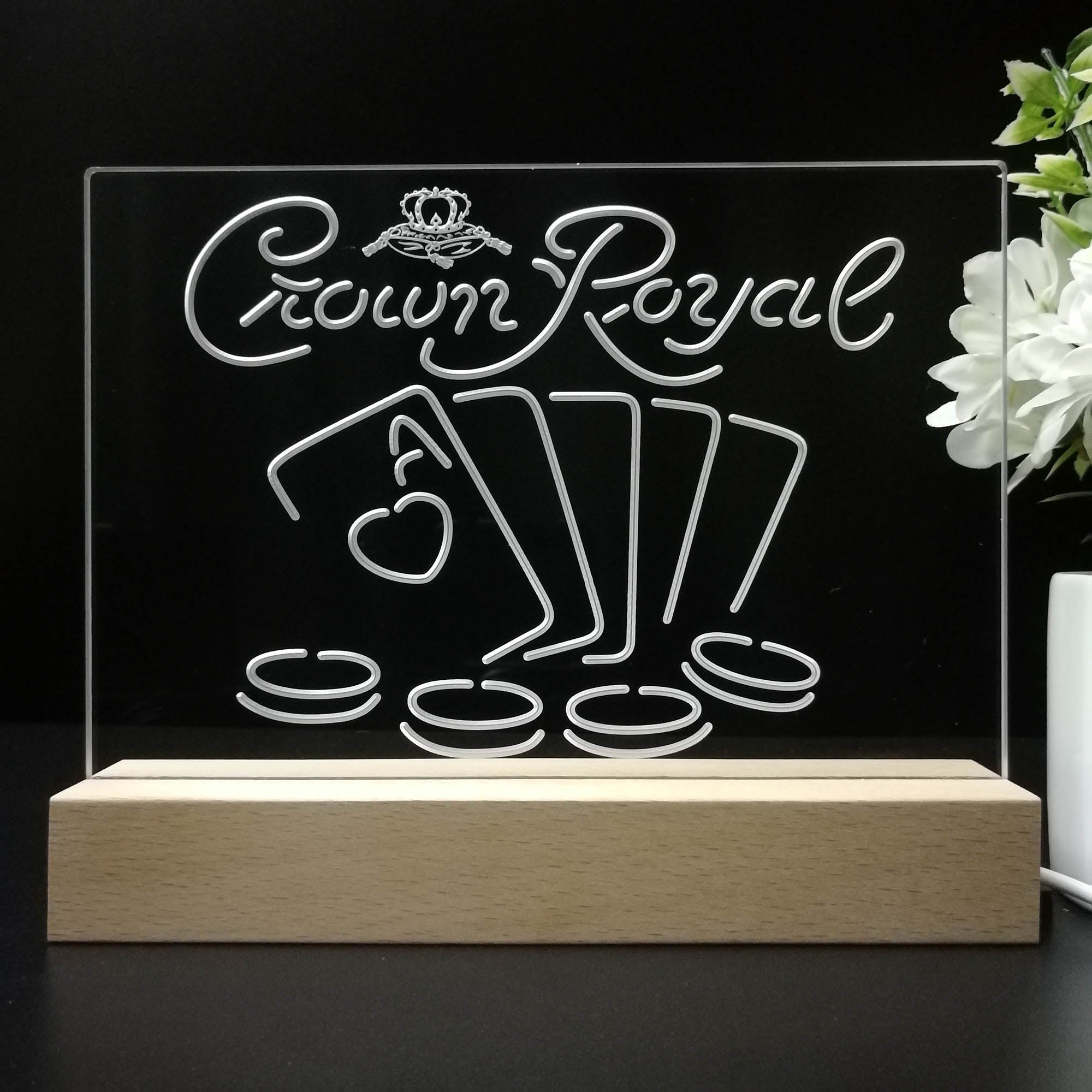 Crown Royal Casino Poker Neon Sign Pub Bar Lamp
