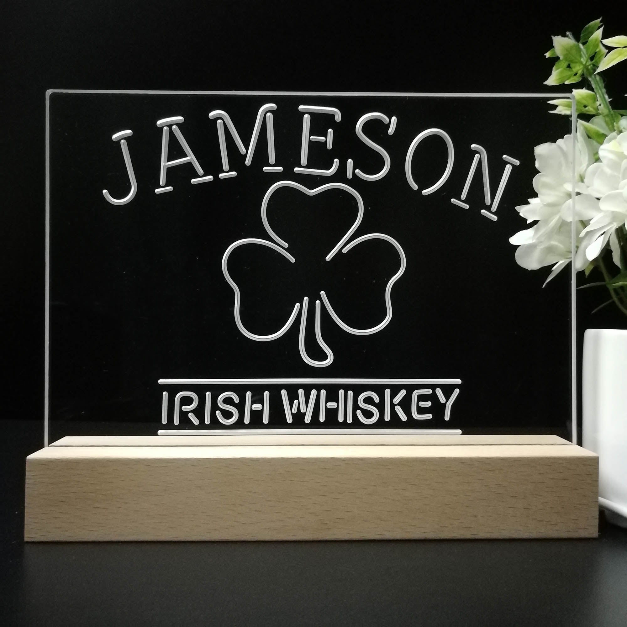 Jameson Irish Whiskey Shamrock Neon Sign Pub Bar Lamp