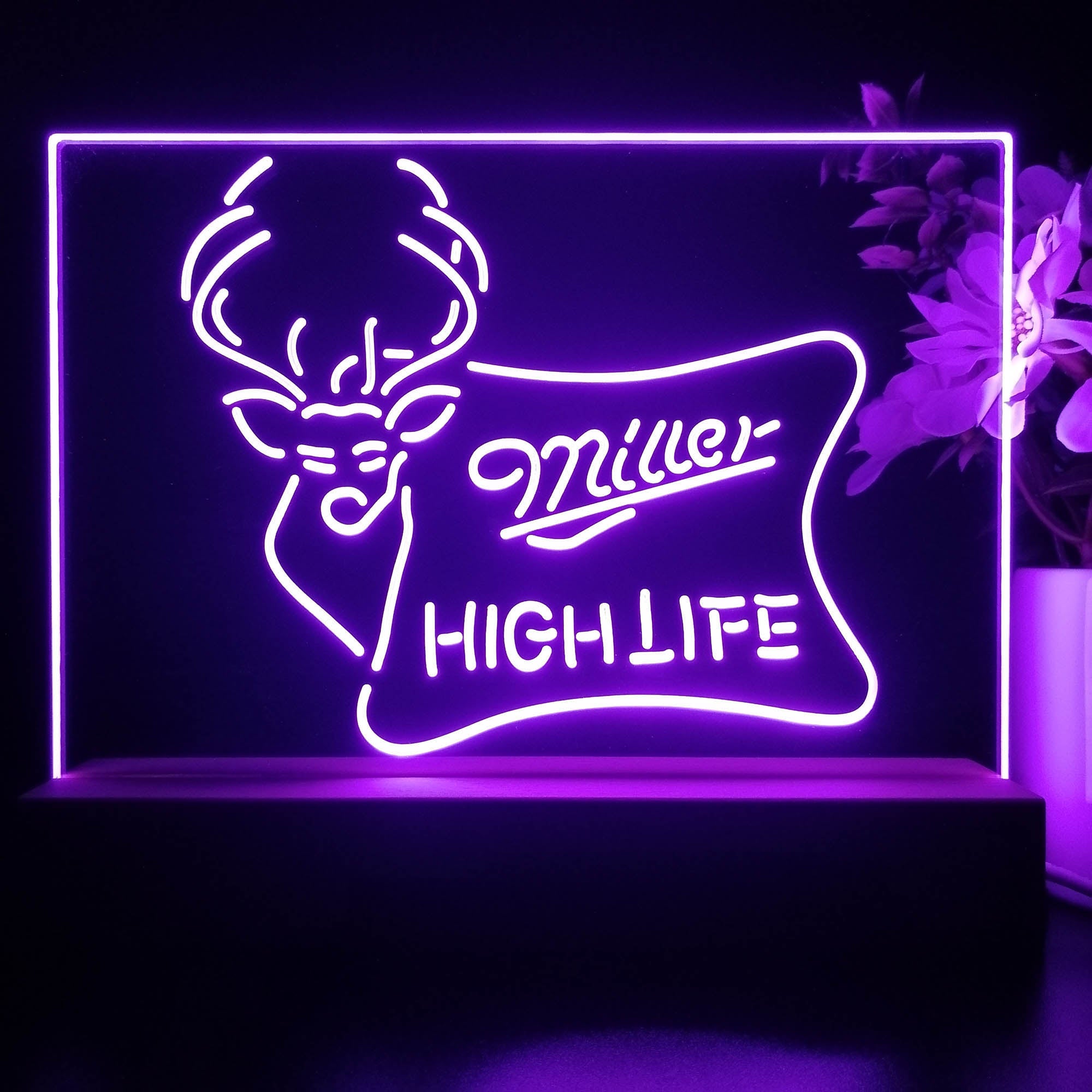 Miller High Life Deer Hunt Neon Sign Pub Bar Lamp