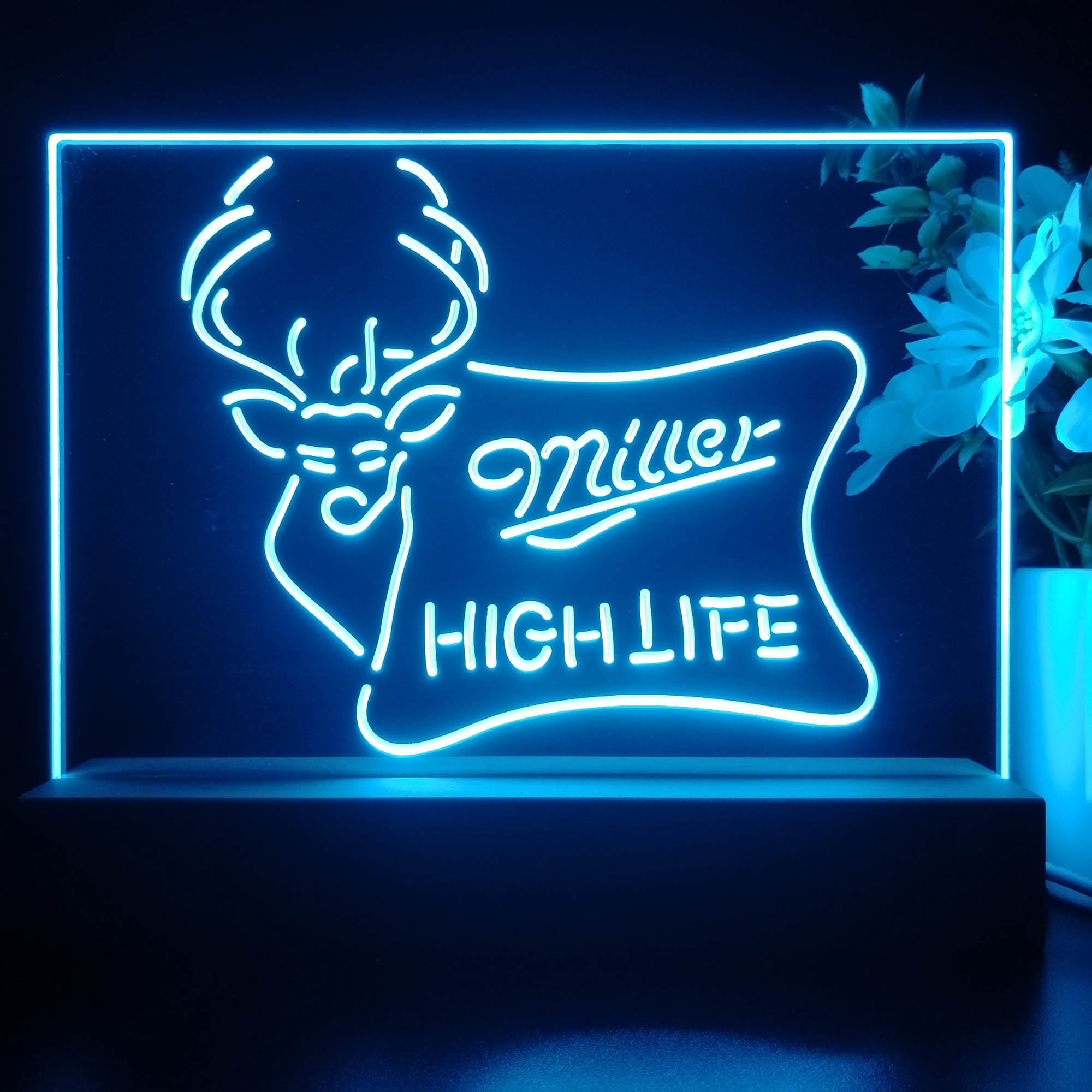 Miller High Life Deer Hunt Neon Sign Pub Bar Lamp