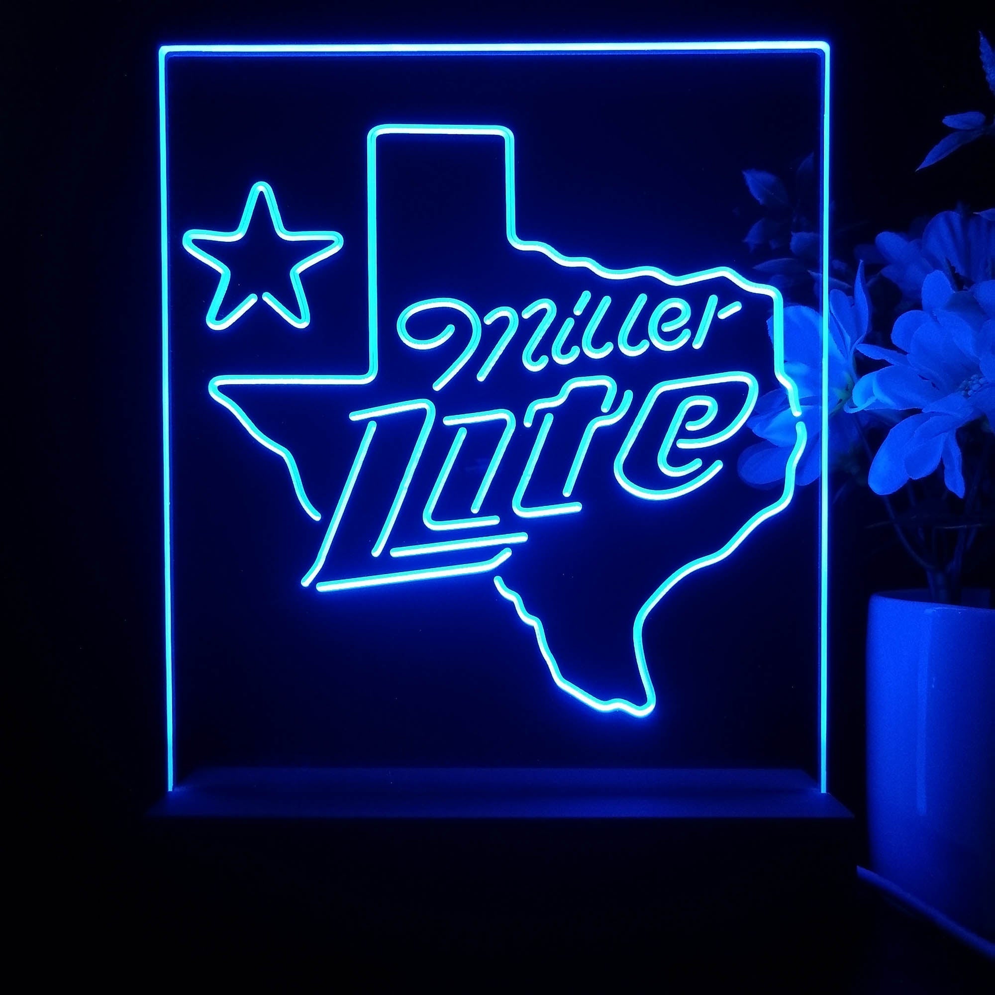 Miller Texas Star Beer 3D Illusion Night Light Desk Lamp