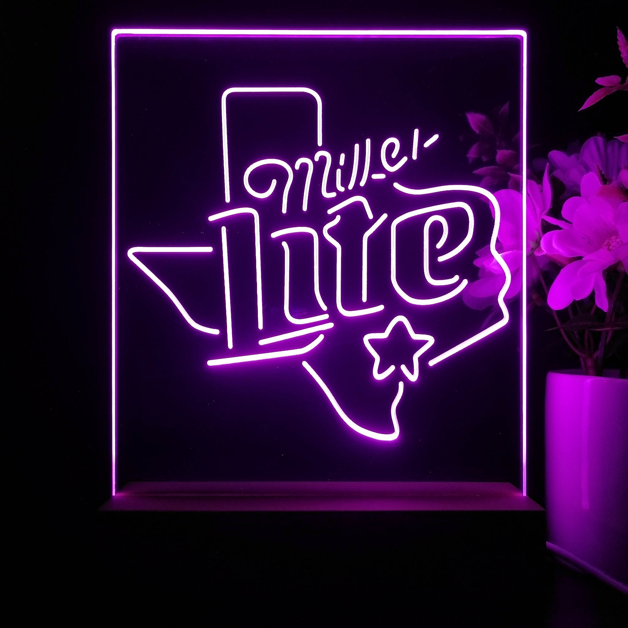 Miller Star Texas Beer 3D Illusion Night Light Desk Lamp