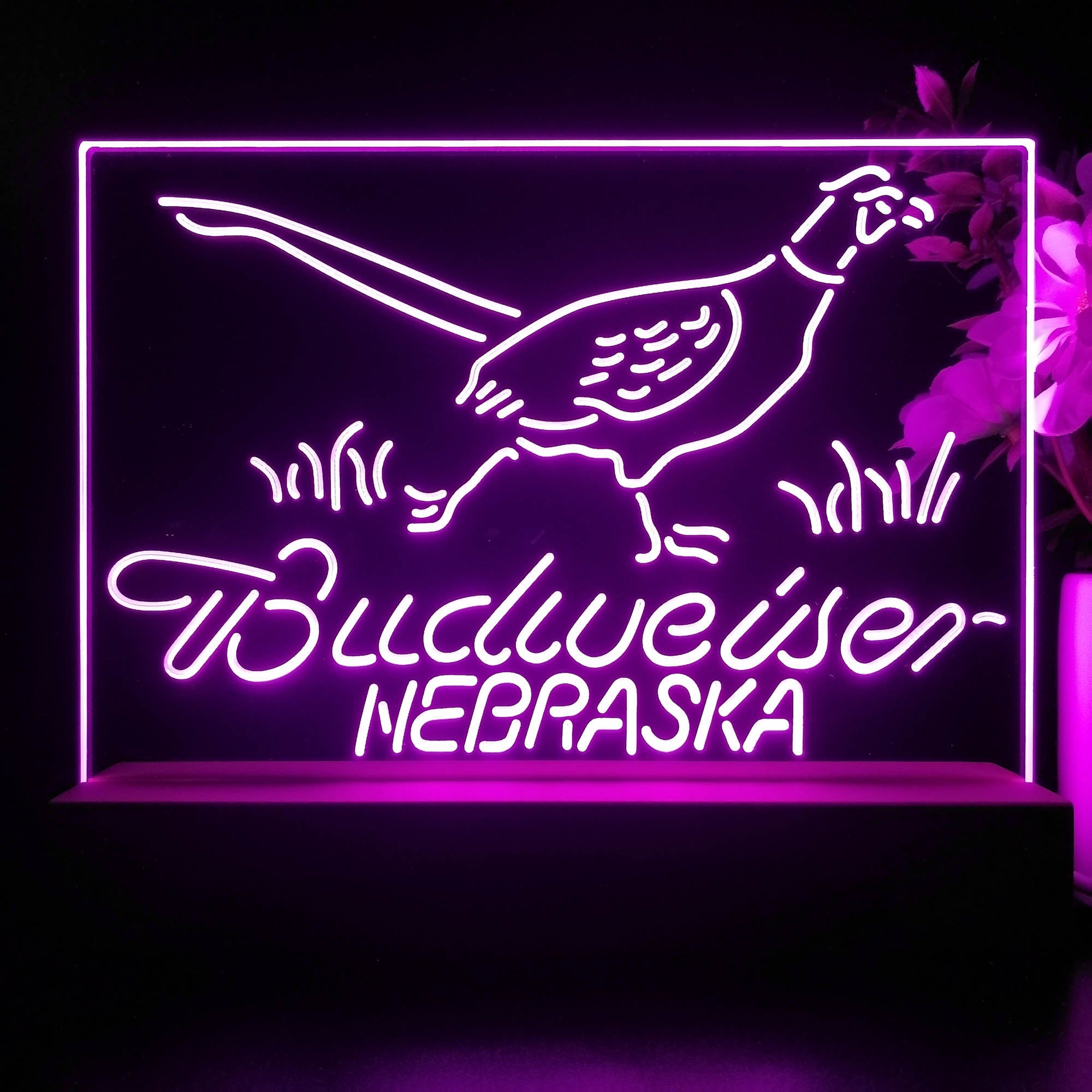 Nebraska Pheasant Hunter Budweiser's Neon Sign Pub Bar Lamp