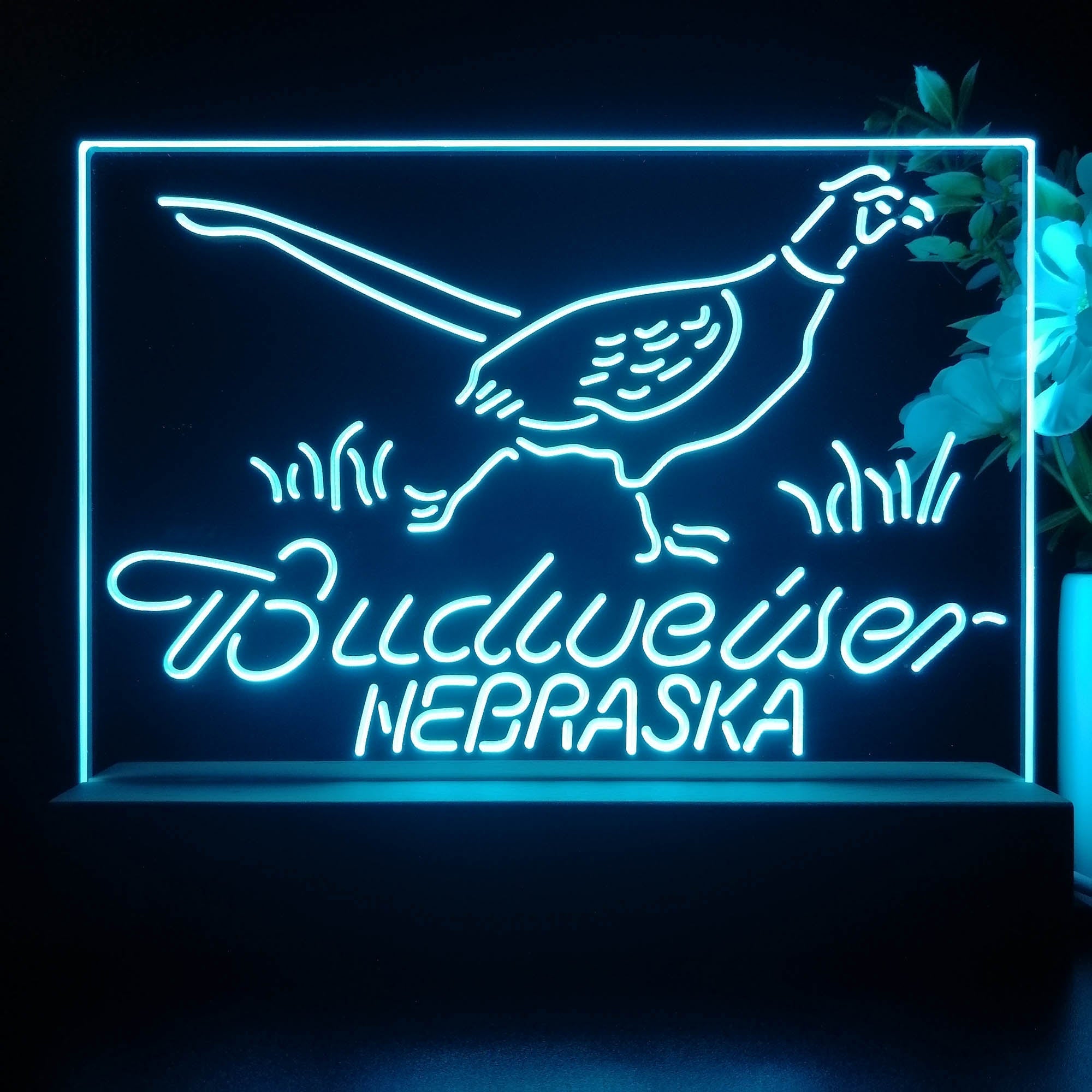 Nebraska Pheasant Hunter Budweiser's Neon Sign Pub Bar Lamp