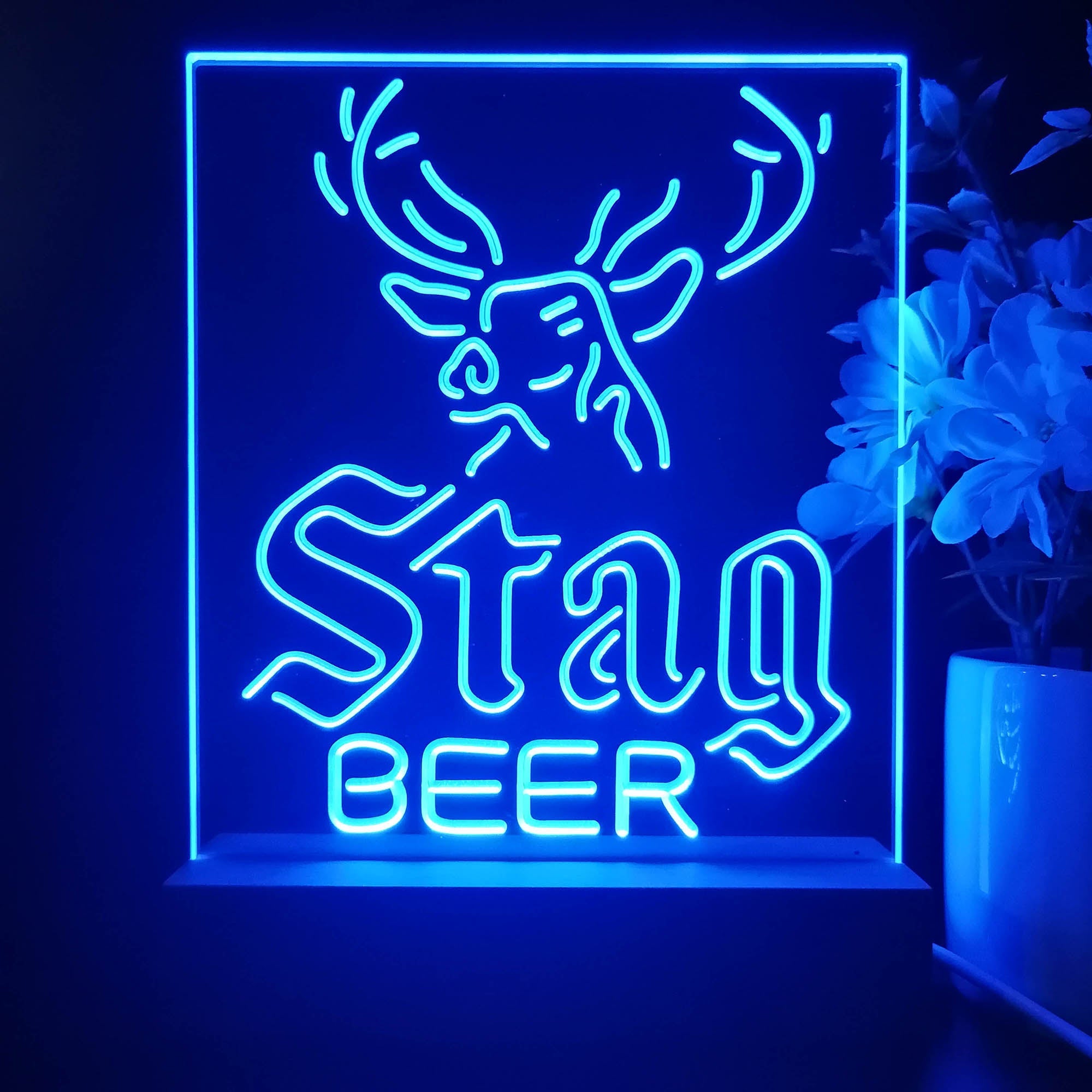 Stag Deer Head Beer Night Light Neon Pub Bar Lamp
