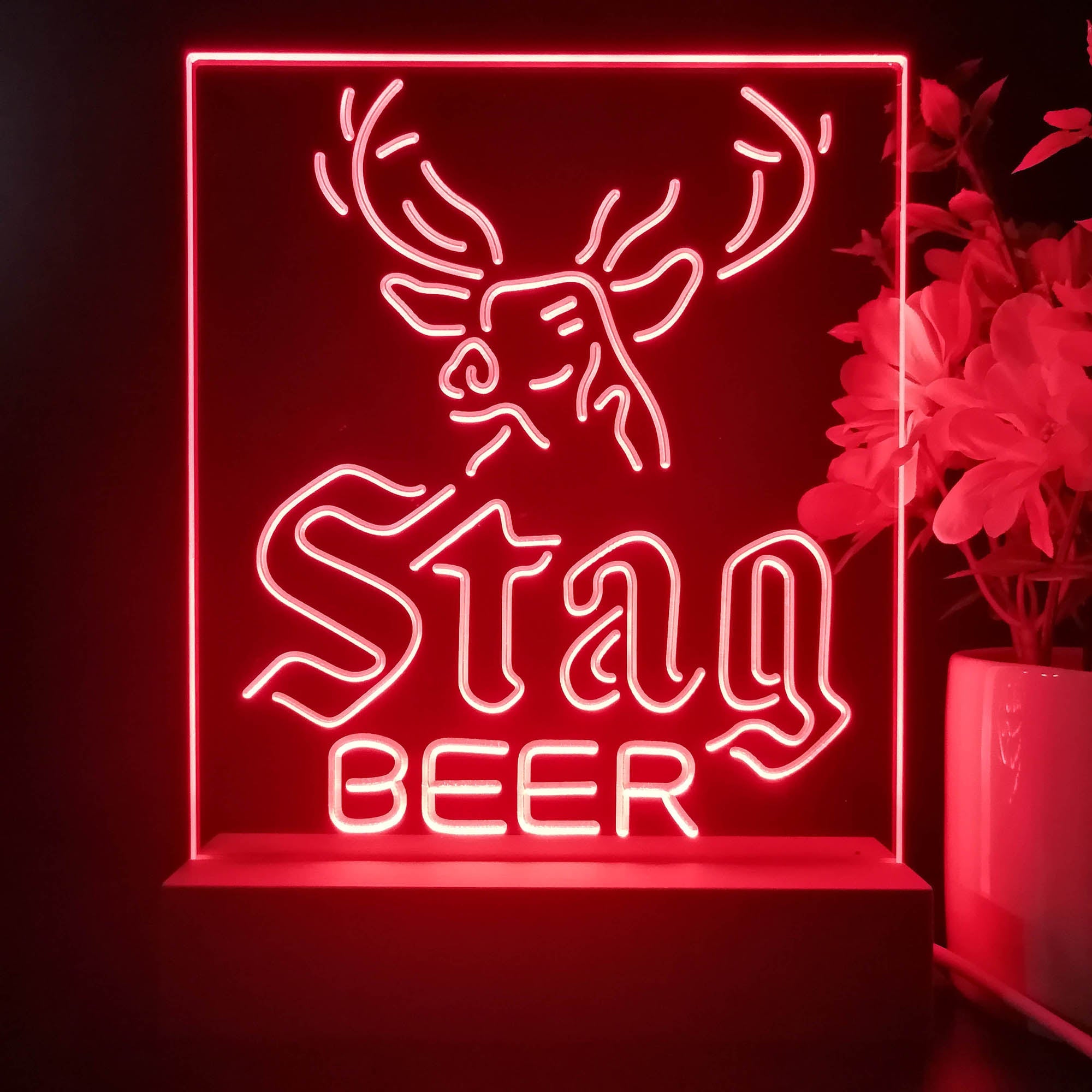 Stag Deer Head Beer Night Light Neon Pub Bar Lamp