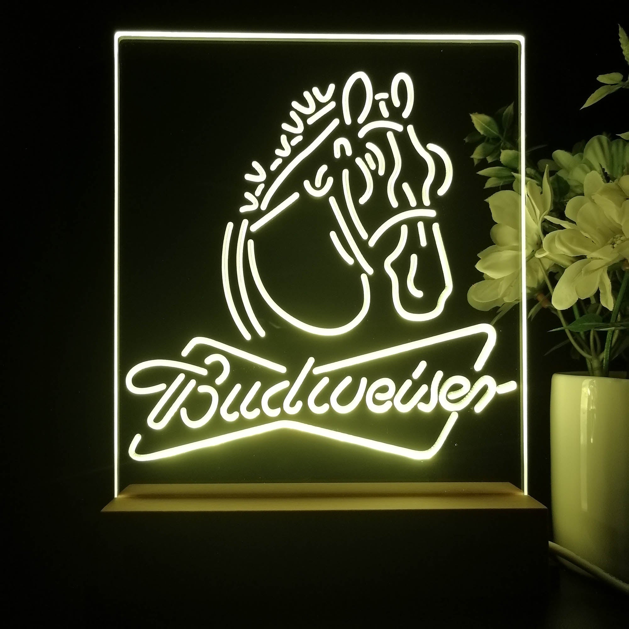 Budweiser Clydesdale Horse Head 3D Illusion Night Light Desk Lamp