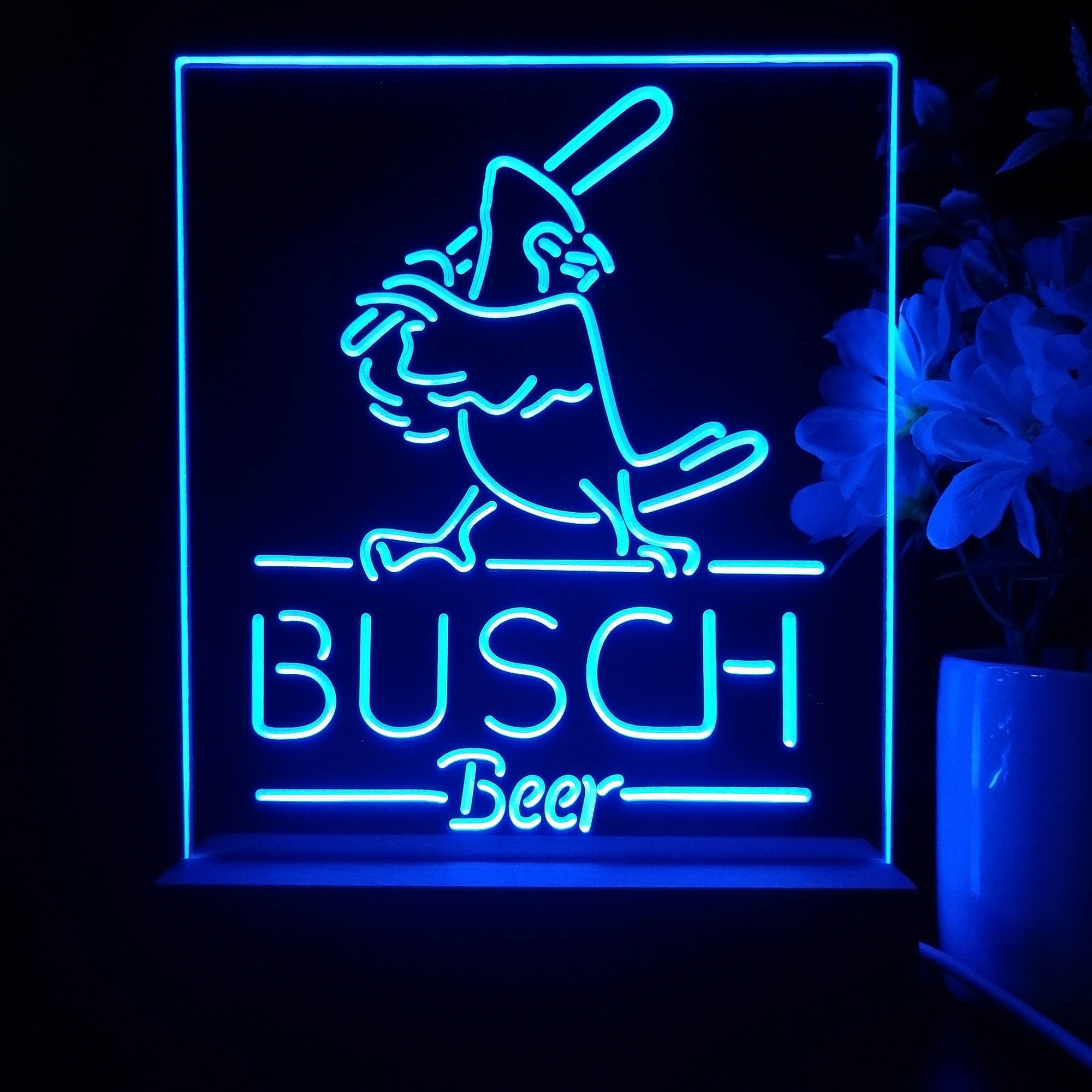Busch Beer Baseball Bird Night Light Neon Pub Bar Lamp