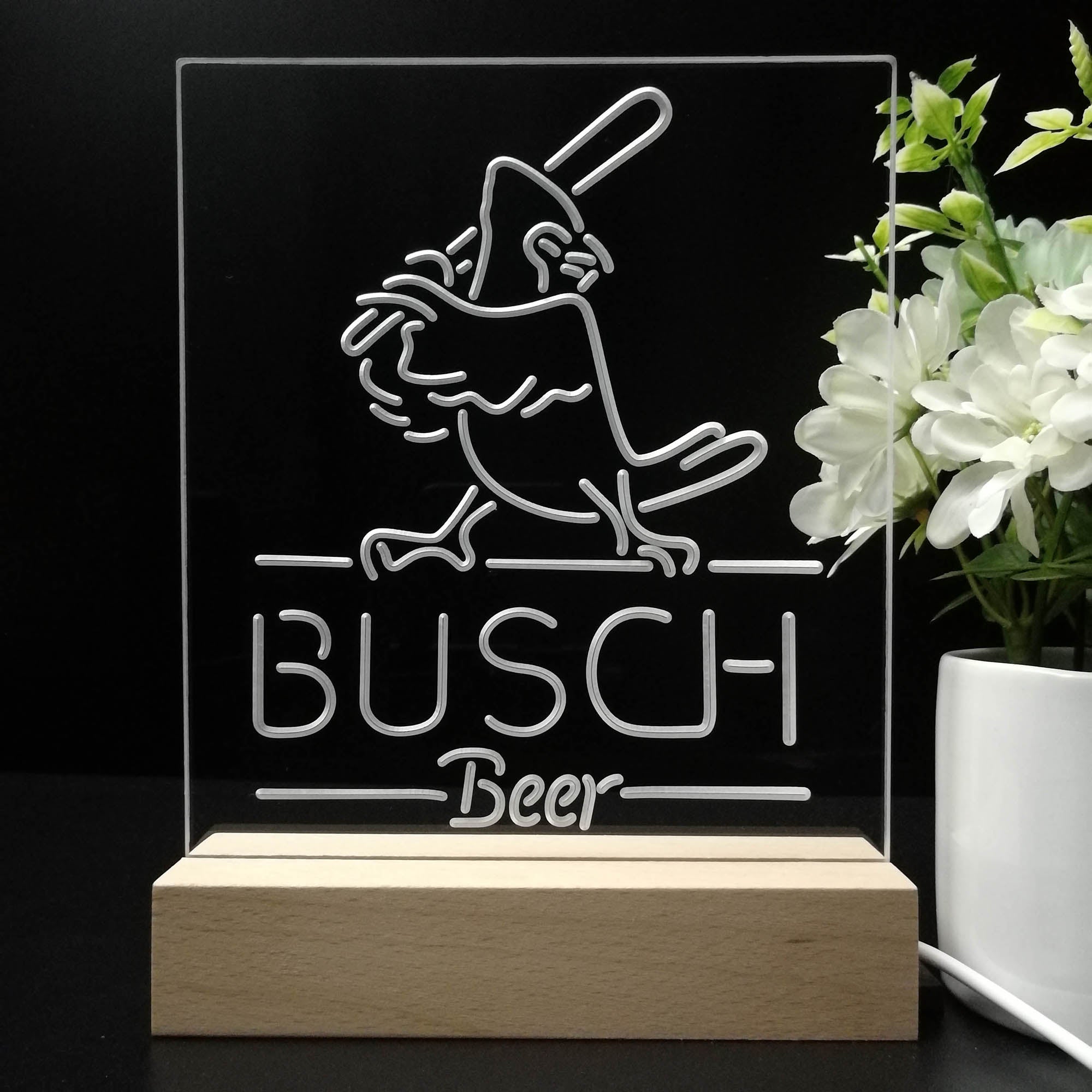 Busch Beer Baseball Bird Night Light Neon Pub Bar Lamp