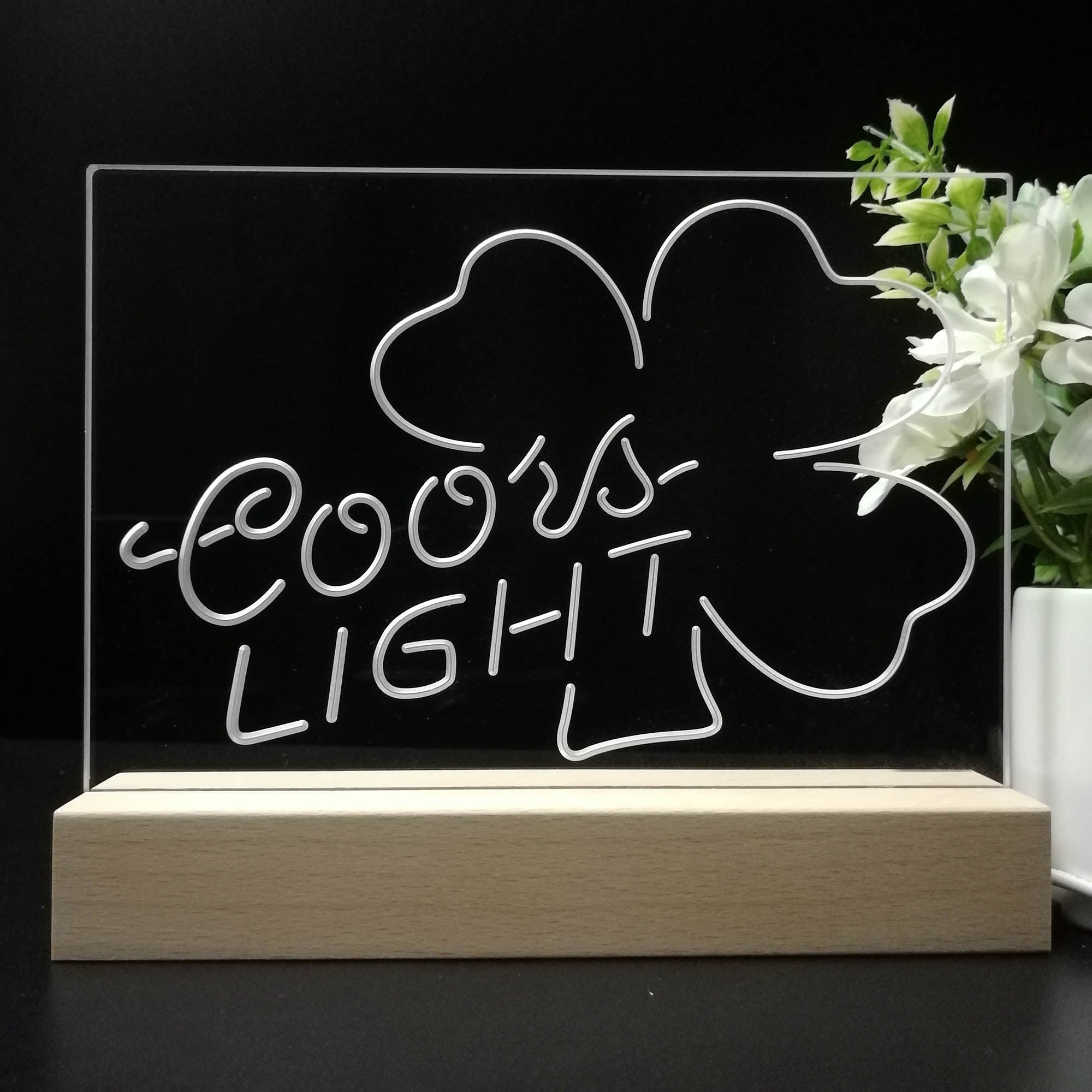 Coors Light Shamrock Neon Sign Pub Bar Lamp