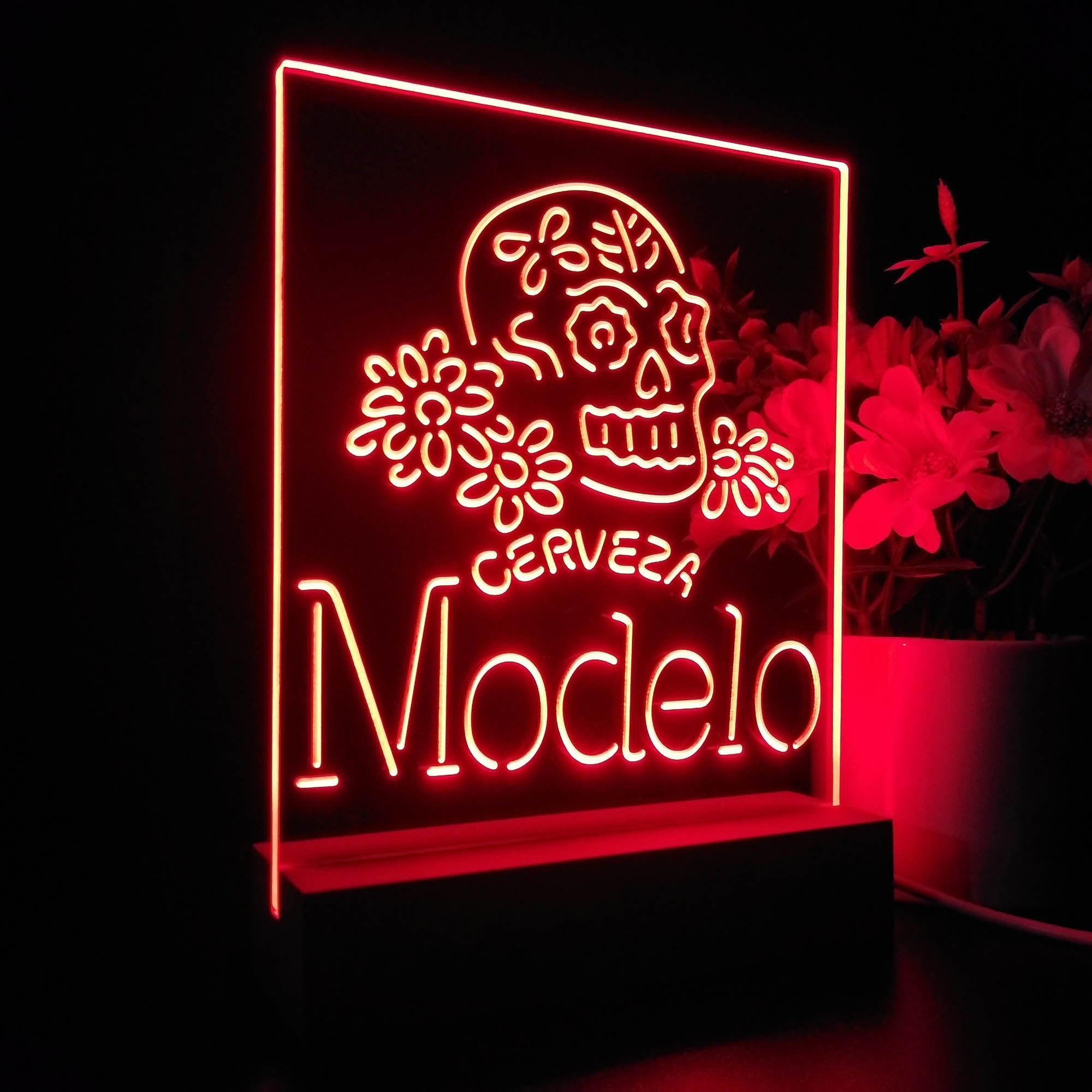 Cervezas Modelos Skull Bar 3D Illusion Night Light Desk Lamp