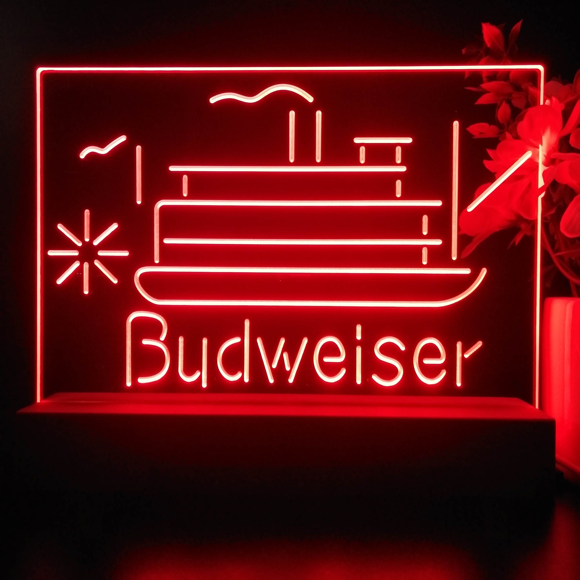 Budweiser Cruise Ship Boat Neon Sign Pub Bar Lamp